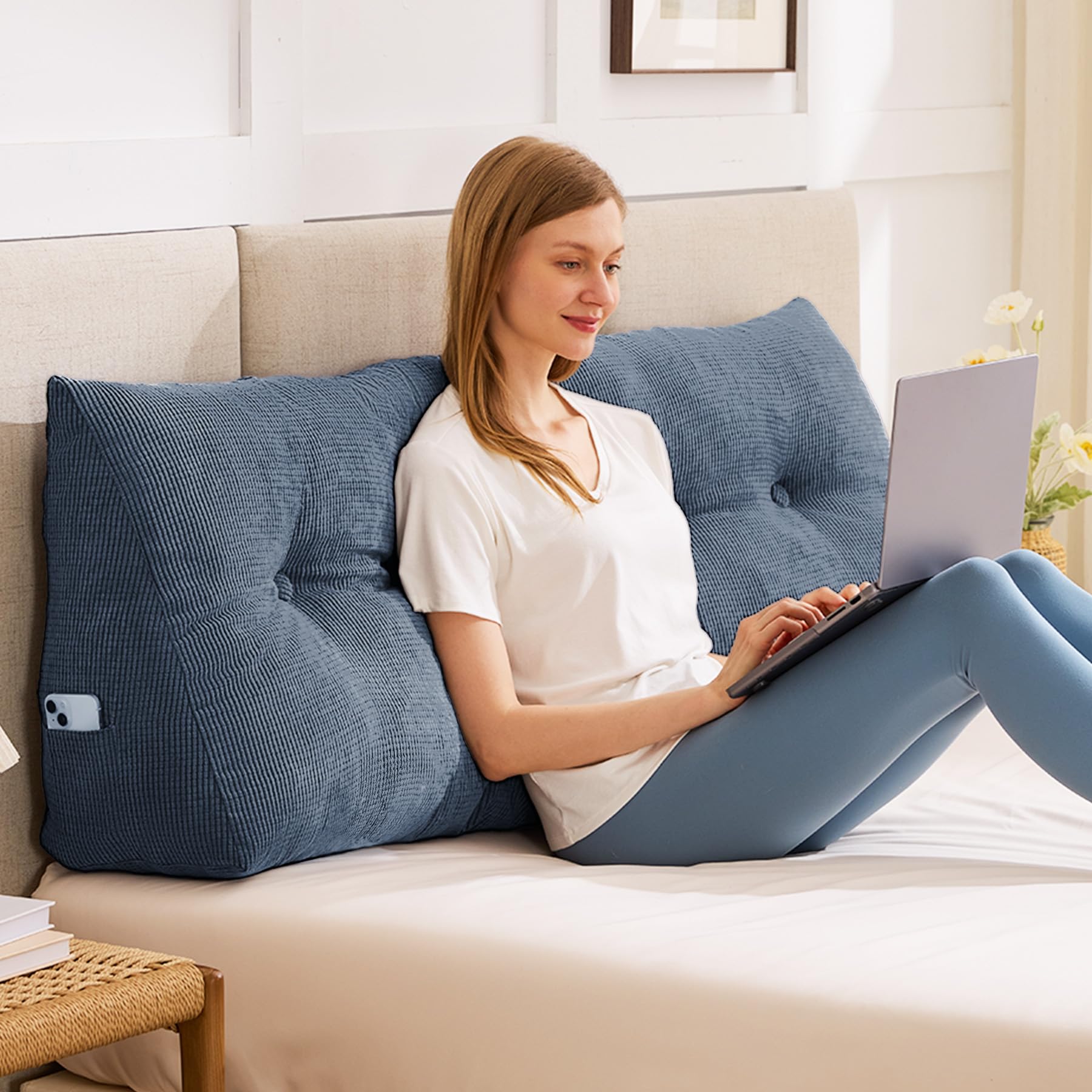 IASEAHK Headboard Pillow Twin, Navy Blue