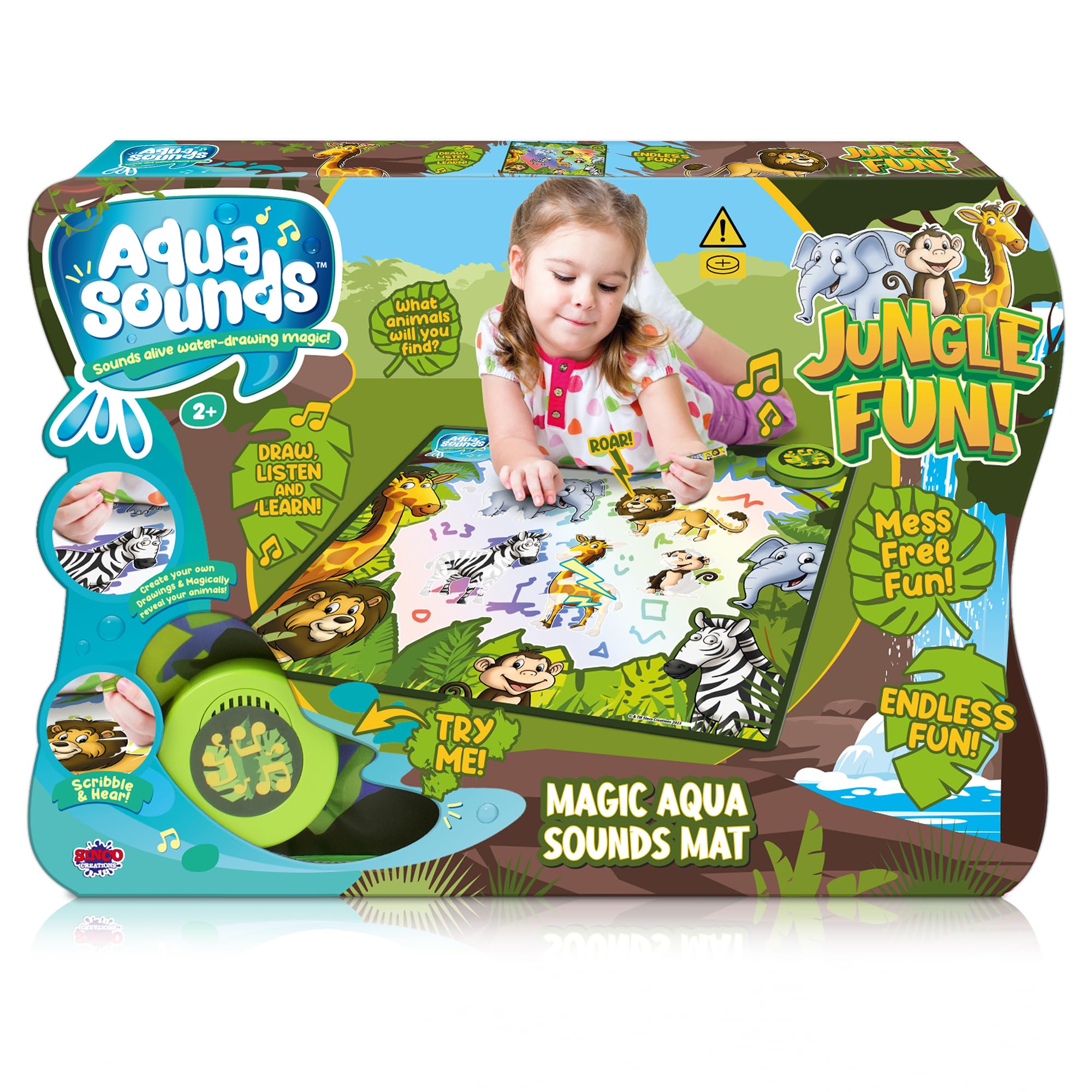 Aqua Sounds Magic Mat: Jungle Adventure - Water Drawing, Character & Scene Reveal, Makes Sounds While You Scribble, Chunky Water Pen, Kids Ages 2+