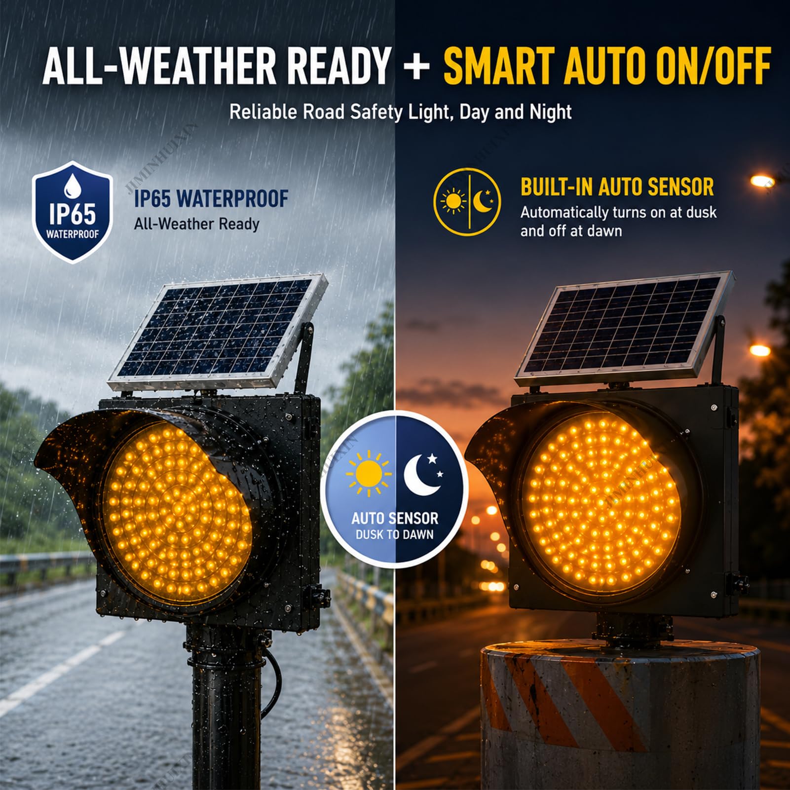 Señalización Vial: semáforo Solar, Luces Intermitentes Amarillas/Rojas de 30 cm para señales de Stop, baliza de Advertencia de tráfico LED Industrial, luz de Seguridad para Carreteras