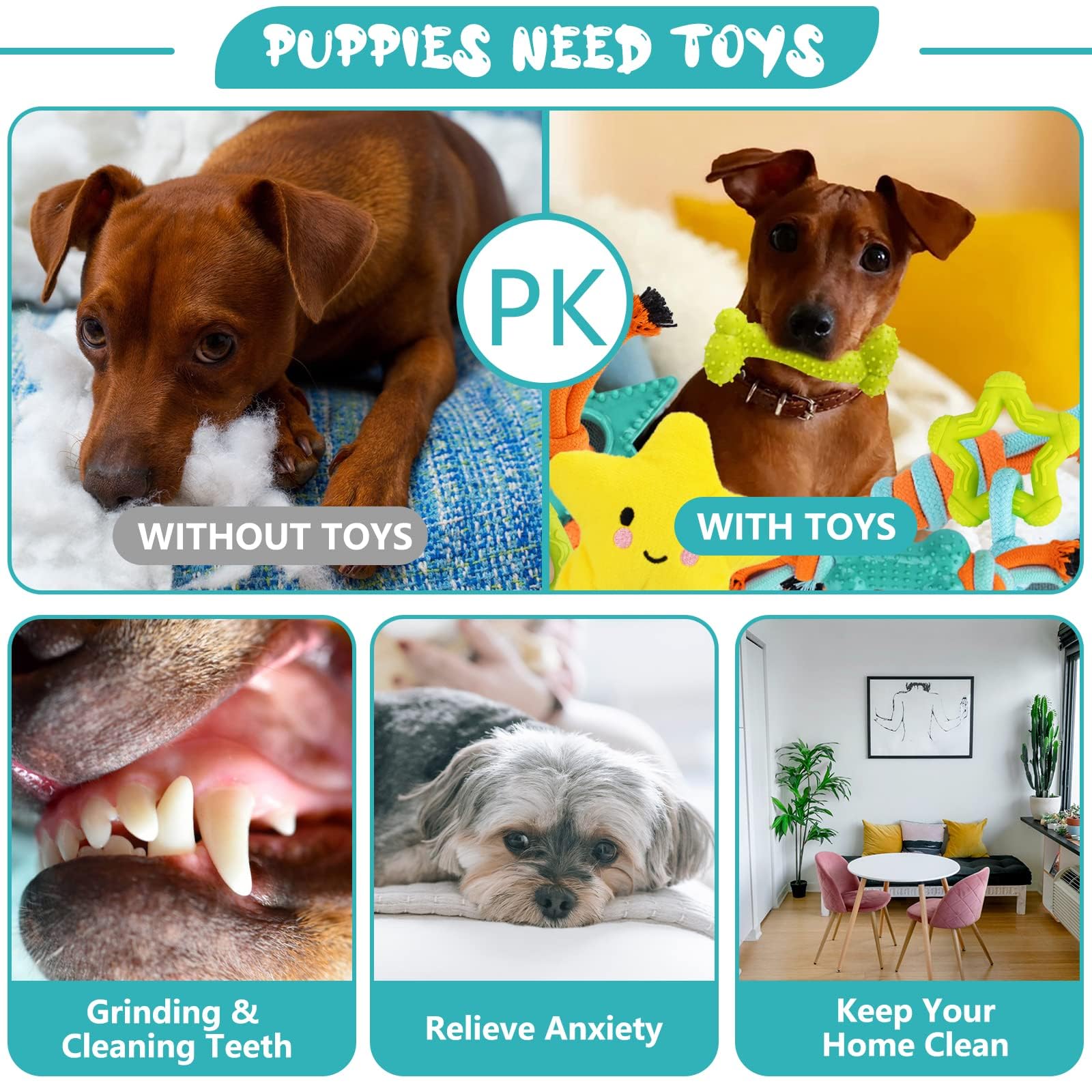 Juguetes para Perros,20 Piezas Juguete para Morder para Perro,Juguetes para Cachorros Interactivo,Algodón Cuerda Juguete para Cachorros para Perros pequeños/Medios/Grandes Limpiar - 5