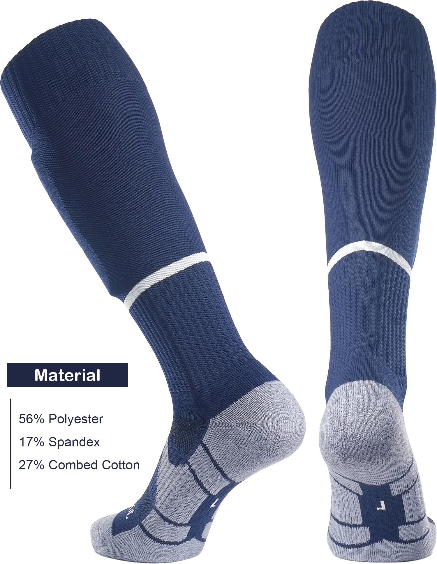 APTESOL Youth Soccer Socks Knee High Team Sport Cushion Sock Women Men Long Tube Cotton Athletic Compression Socks (3-Pair Navy-B,Large) - Image 3