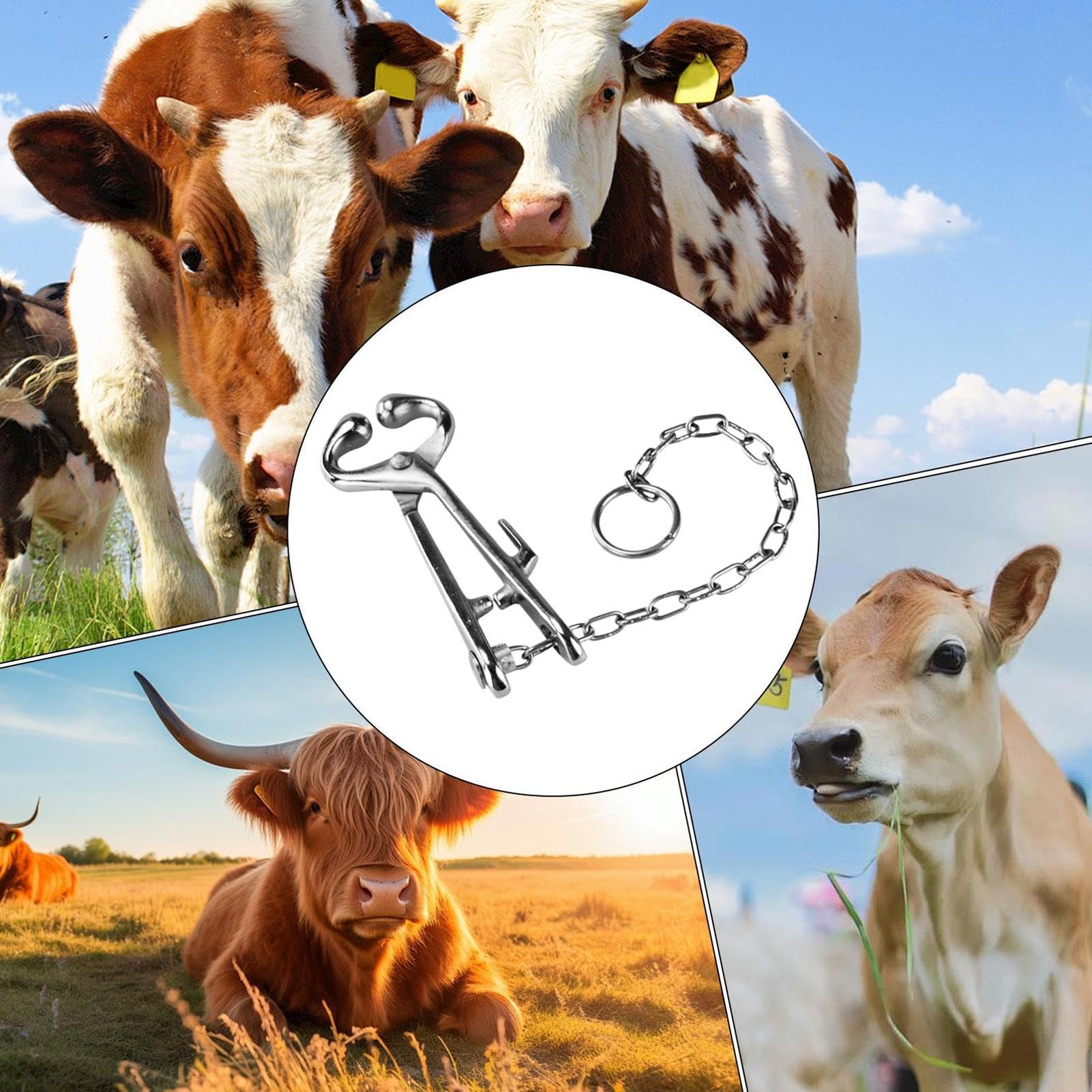 Pince Nez de Bœuf en Acier Inoxydable - Acier Inoxydable - Pince Bovine Universelle,Accessoire Jardin & Équipement Ferme pour Débutants en Élevage