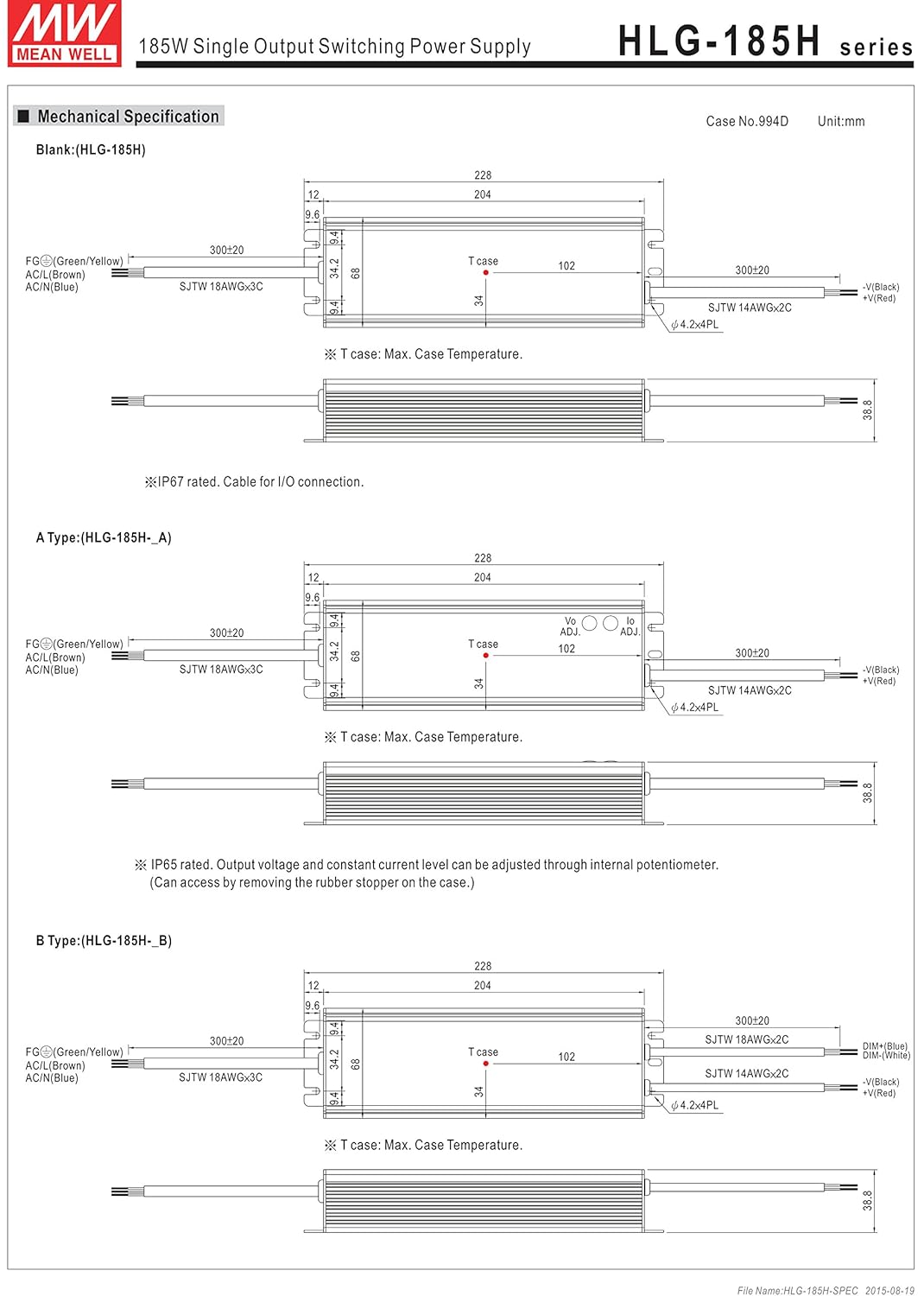 Big Sale MEAN WELL LED Driver Single Output Switching Power Supply 54 Volts @ 3.45 Amps 27 - 54 Volts Model A, 185W - HLG-185H-54A 50% Off Discount MEAN WELL LED Driver Single Output Switching Power Supply 54 Volts @ 3.45 Amps 27 - 54 Volts Model A, 185W - HLG-185H-54A