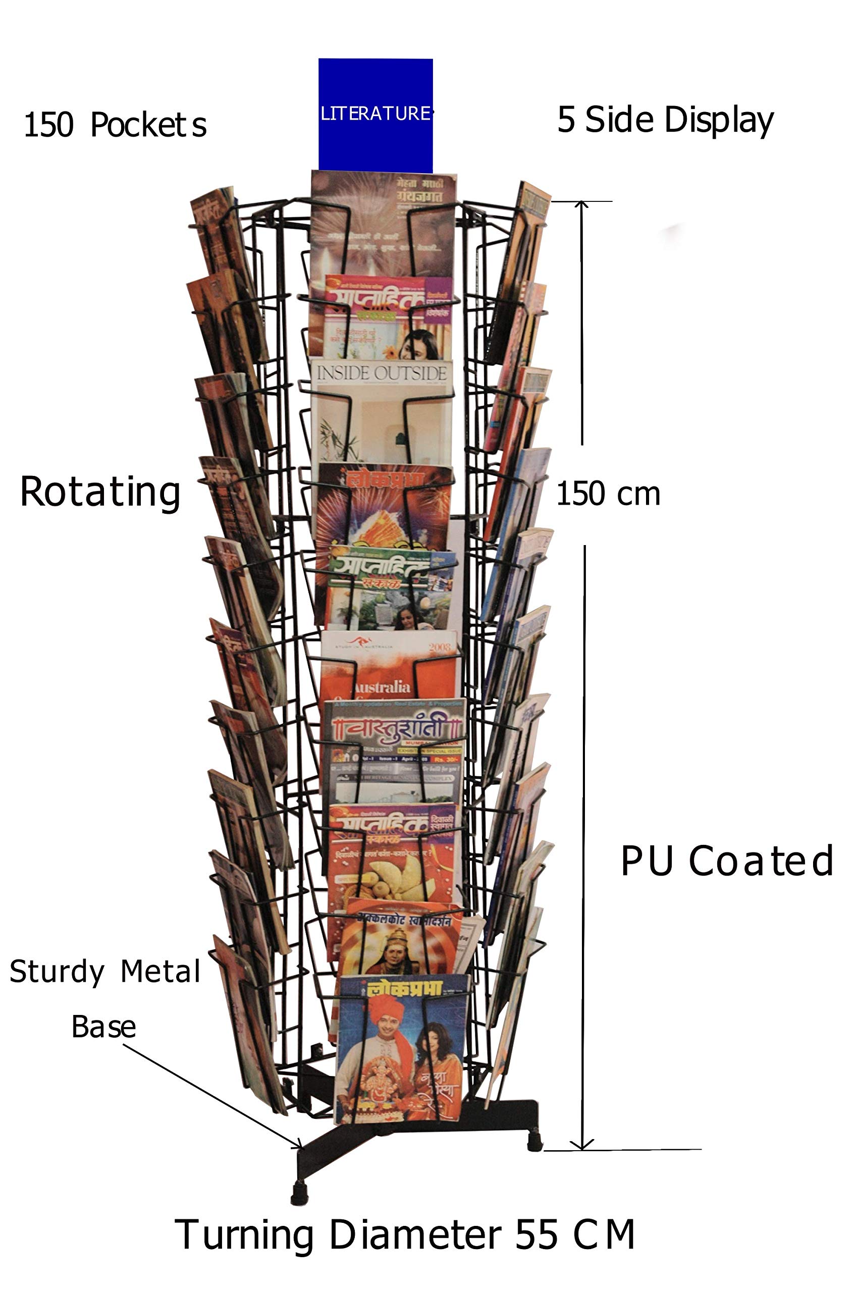 Deluxe Rotating Magazine Stand - 50 Pockets -7