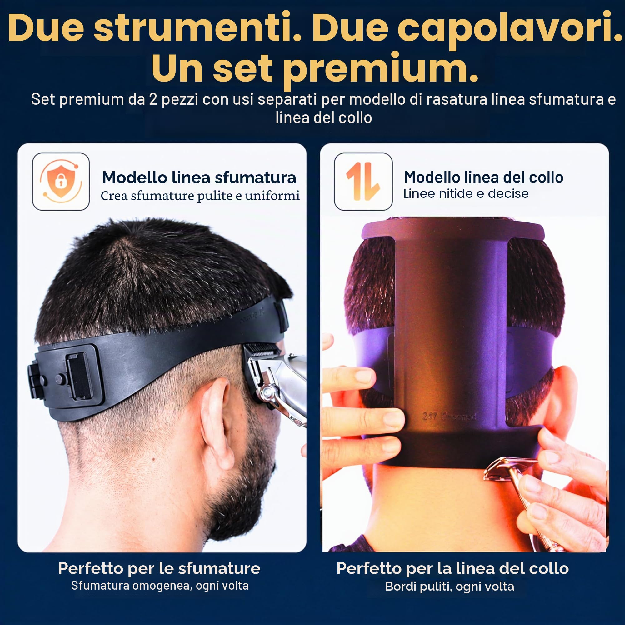 Kit per taglio di capelli da uomo | Guida SelfCut da uomo: modello di rasatura per scollatura e guida alla dissolvenza | Strumento di dissolvenza dei capelli di dimensioni regolabili e modello per