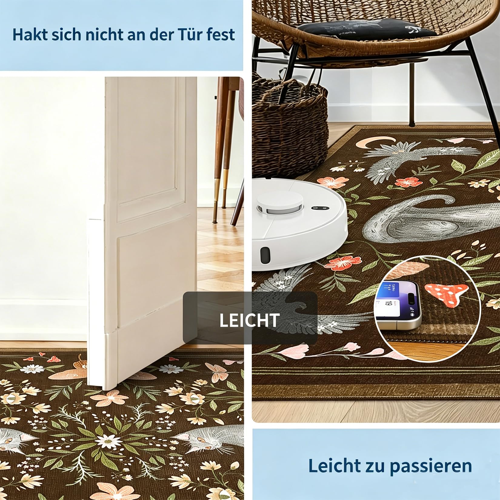 FairyStyle Waschbarer Katzenteppich 120x170cm, Braun Flor Tierteppich | Kurzer, rutschfest Innenraumteppich, Faltbare, Fleckenabweisende, fürWohnzimmer Kinderzimmer Schlafzimmer