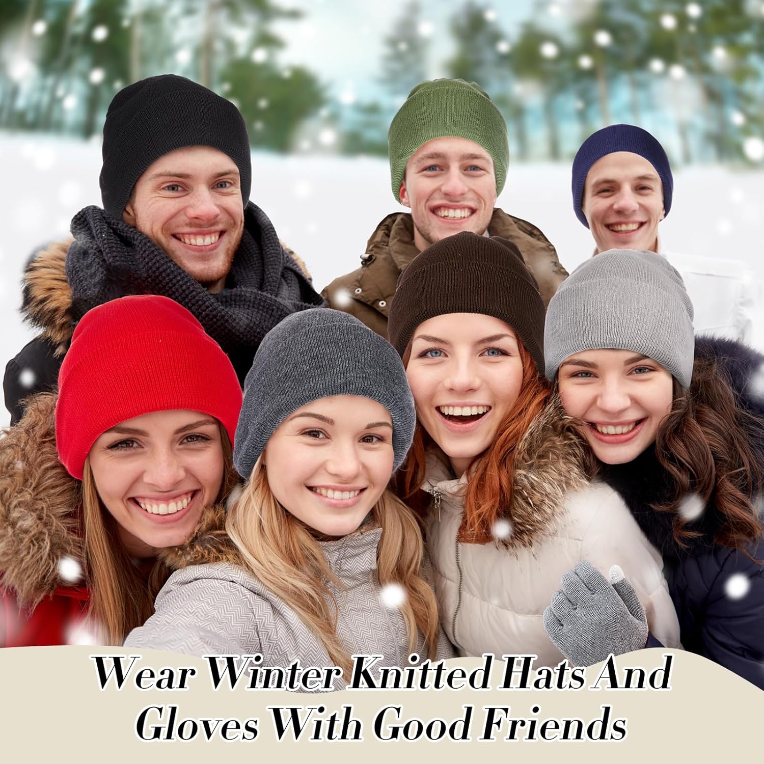 Suhine Bulk Winter Hats and Gloves Set Warm Beanie Gloves Pack Homeless Supplies for Cold Weather Charity - Image 3