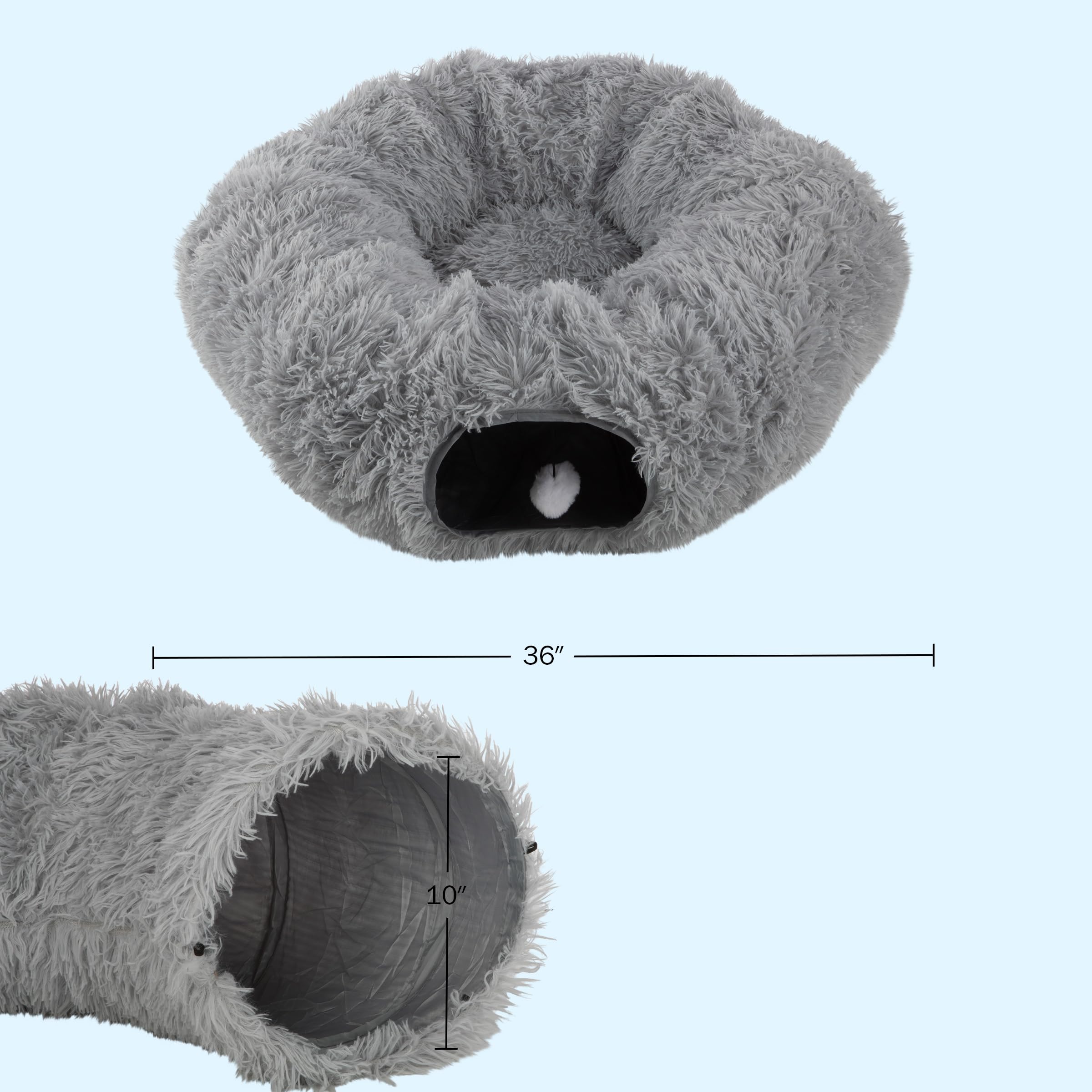PETMAKER - Tunnel per gatti con cuccia per gatti da interni, 91 cm, multifunzionale, con giocattoli per gatti, morbido, in peluche, per gattini, gatti, furetti e conigli, prodotto per gatti di