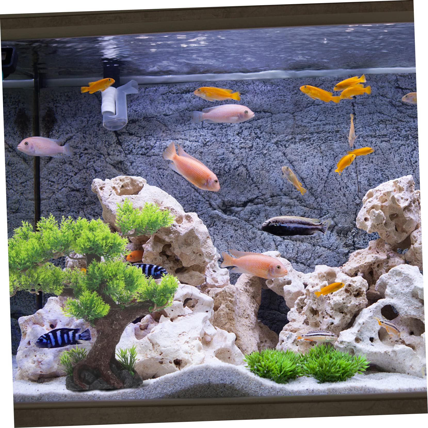 Housoutil Árbol De Acuario De Resina Artificial Decoración De Paisaje para Peceras Adorno De Jardinería Acuática Accesorios para Acuarios Succión para Fijación Segura