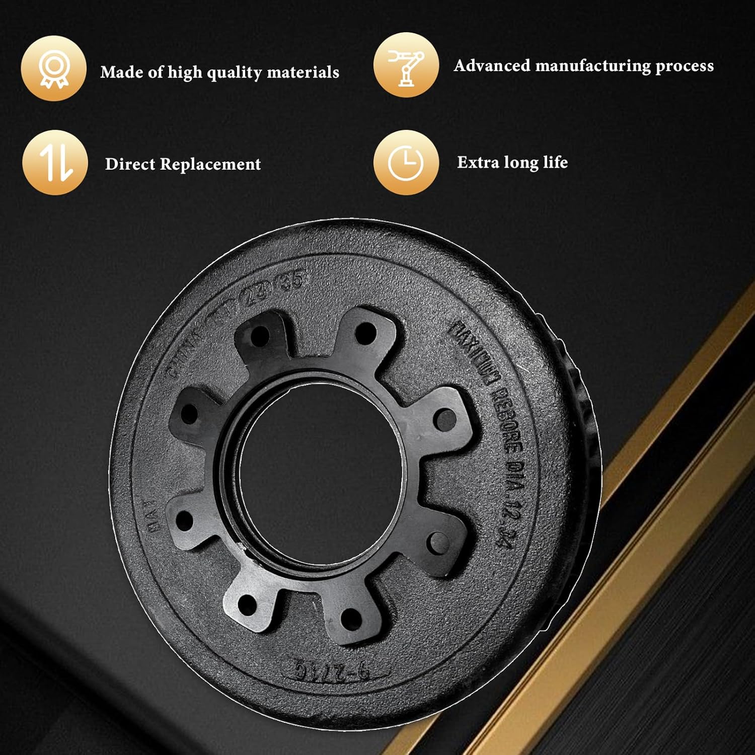 009-027-01 Brake Drum 10K 13D Trailer Dexter Axle 12.25" x 4" Fits for 9-27 99-27 Drum Trailer Heavy Duty 00902701 008-214-05