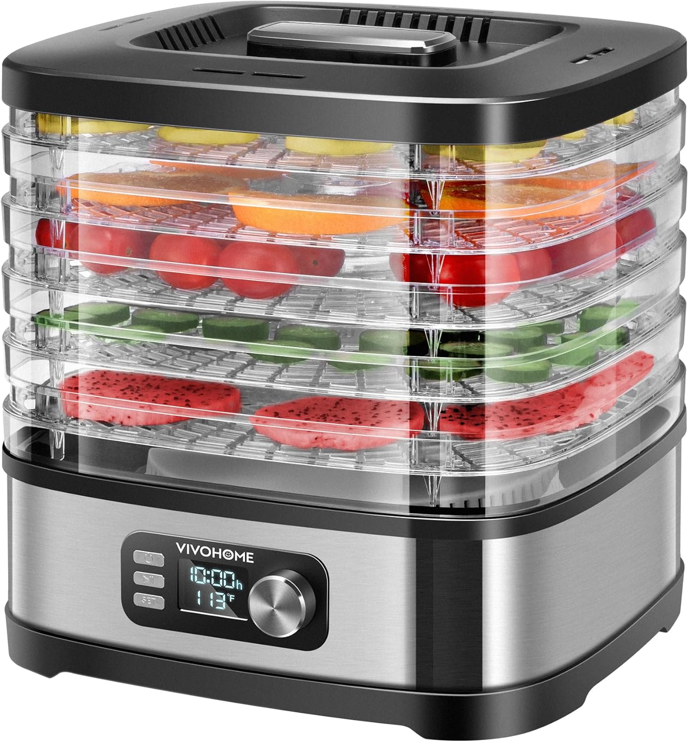 VIVOHOME Food Dehydrator Machine, Dehydrator for Food and Jerky, Fruits, Meat, 5 Trays Electric Dryer Dehydrator with 72H Digital Timer and Temperature Control for Veggies, Herbs, Mushroom, Dog Treats VIVOHOME Food Dehydrator Machine, Dehydrator for Food and Jerky, Fruits, Meat, 5 Trays Electric Dryer Dehydrator with 72H Digital Timer and Temperature Control for Veggies, Herbs, Mushroom, Dog Treats