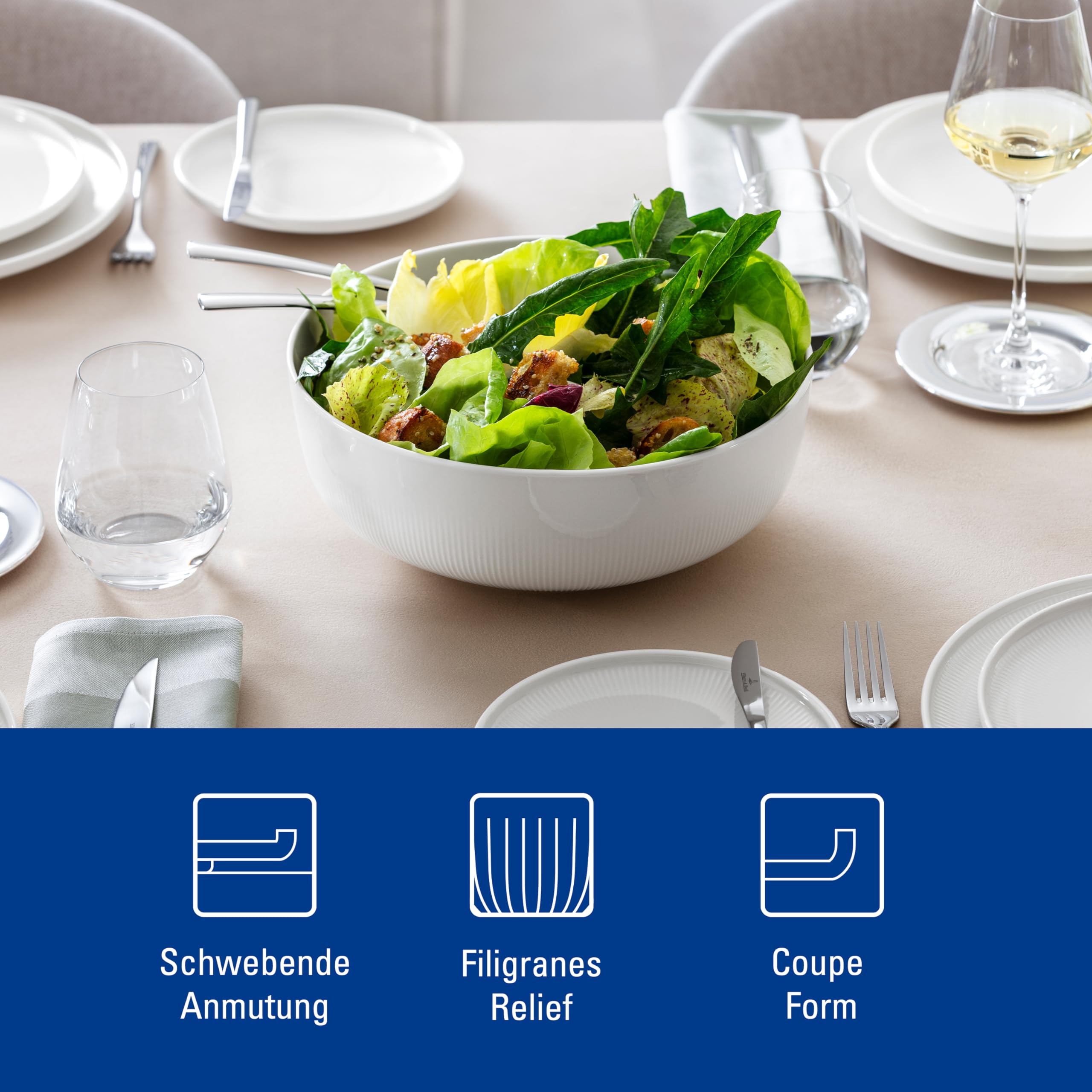 Villeroy & Boch - Afina miska z porcelany Premium, duża miska do serwowania, Made in Germany, można myć w zmywarce i używać w kuchence mikrofalowej, możliwość sztaplowania, biała