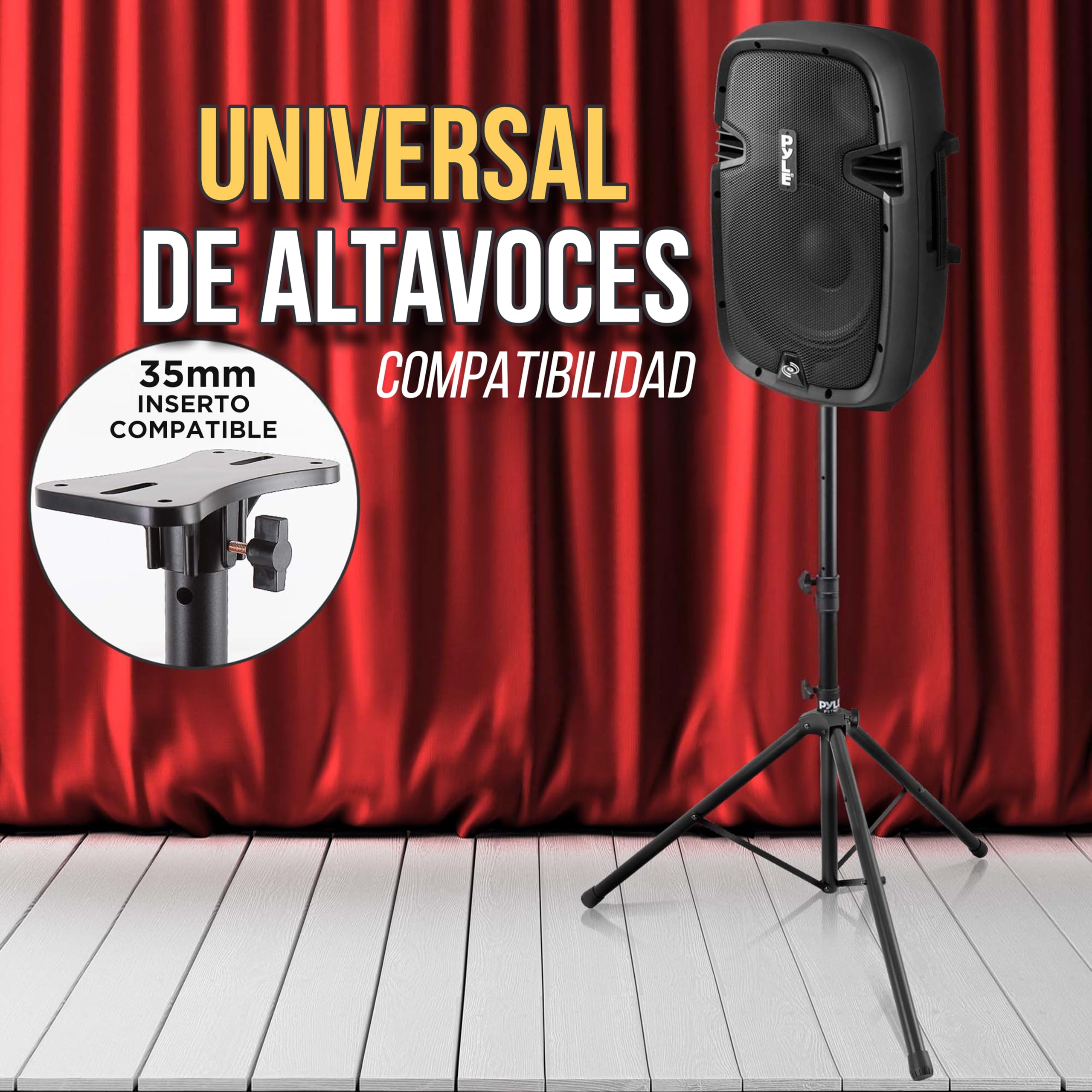 Pyle Soporte tripode para Altavoz, Ajustable, Montaje Resistente de Acero, Pasador de Seguridad, Plegable, Ideal para Altavoces Grandes