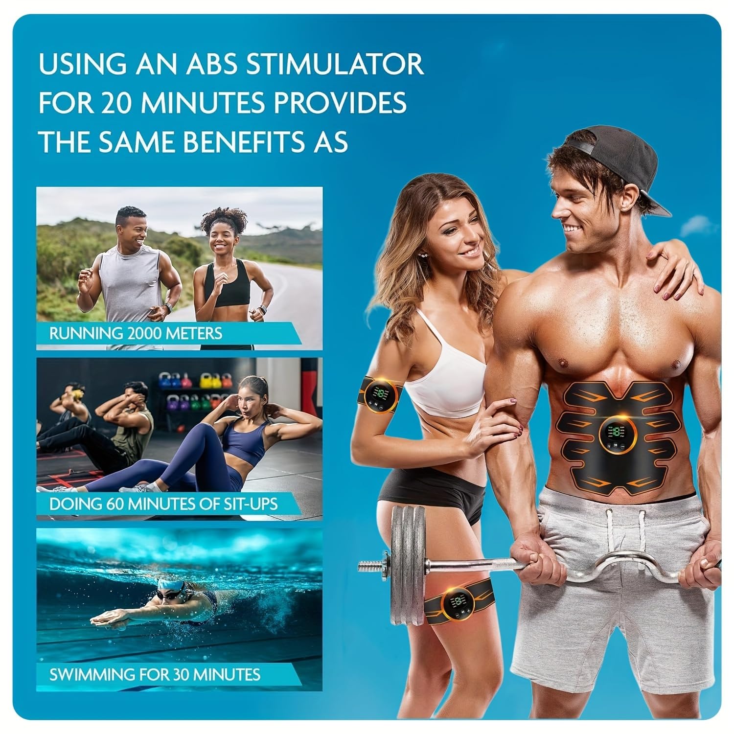 EMS Elettrostimolatore Muscolare,Allenatore Addominale per la Stimolazione Mirata dei Muscoli Addominali,ABS Trainer/Toner per Addome/Braccio/Vita/Gambe,USB Ricaricabile-Uomo/Donna