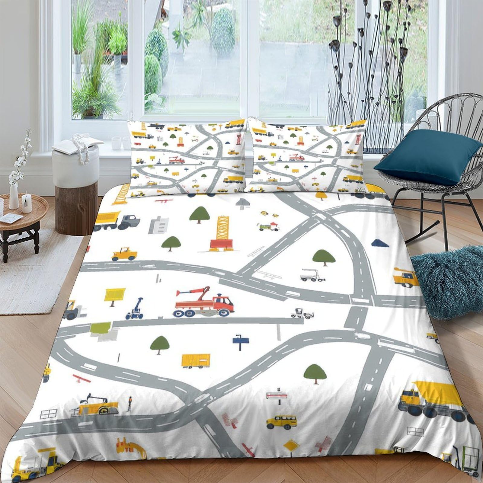 Ctjqhvkz Style-2 3D Printed City Road Fitted Sheet Microfiber Anti-Slip Easy Care Car Street Bed Cover For Bedroom Guest Room Decor Single（135X200cm）