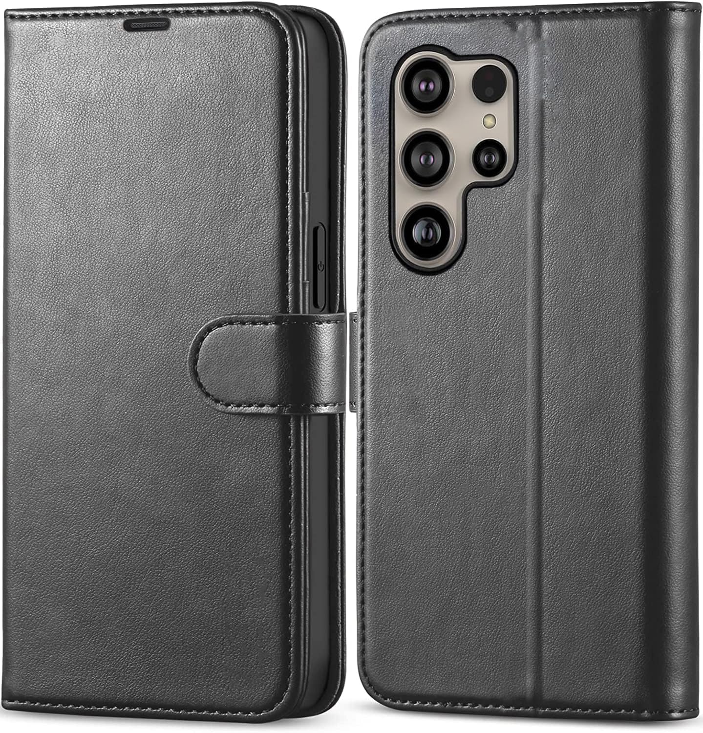 KP TECHNOLOGY Galaxy S26 Ultra Case, Galaxy S26 Ultra Leather Book Flip Leather Wallet Cover with Card Slots for Samsung Galaxy S26 Ultra (BLACK)