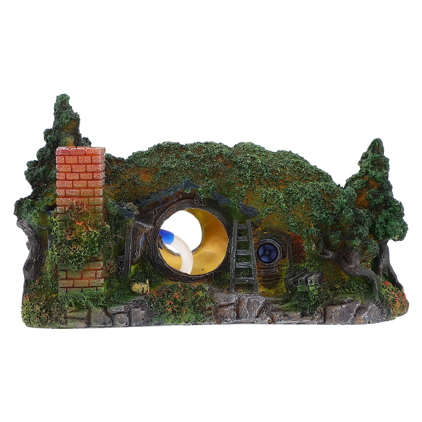 Abaodam Ornamento in Resina per Acquario Hobbit Grotta del Castello, Decorazione Paesaggistica Mini per Serbatoio d'Acqua Effetto Bolle, Adatto ad Ambienti Marini e d'Acqua
