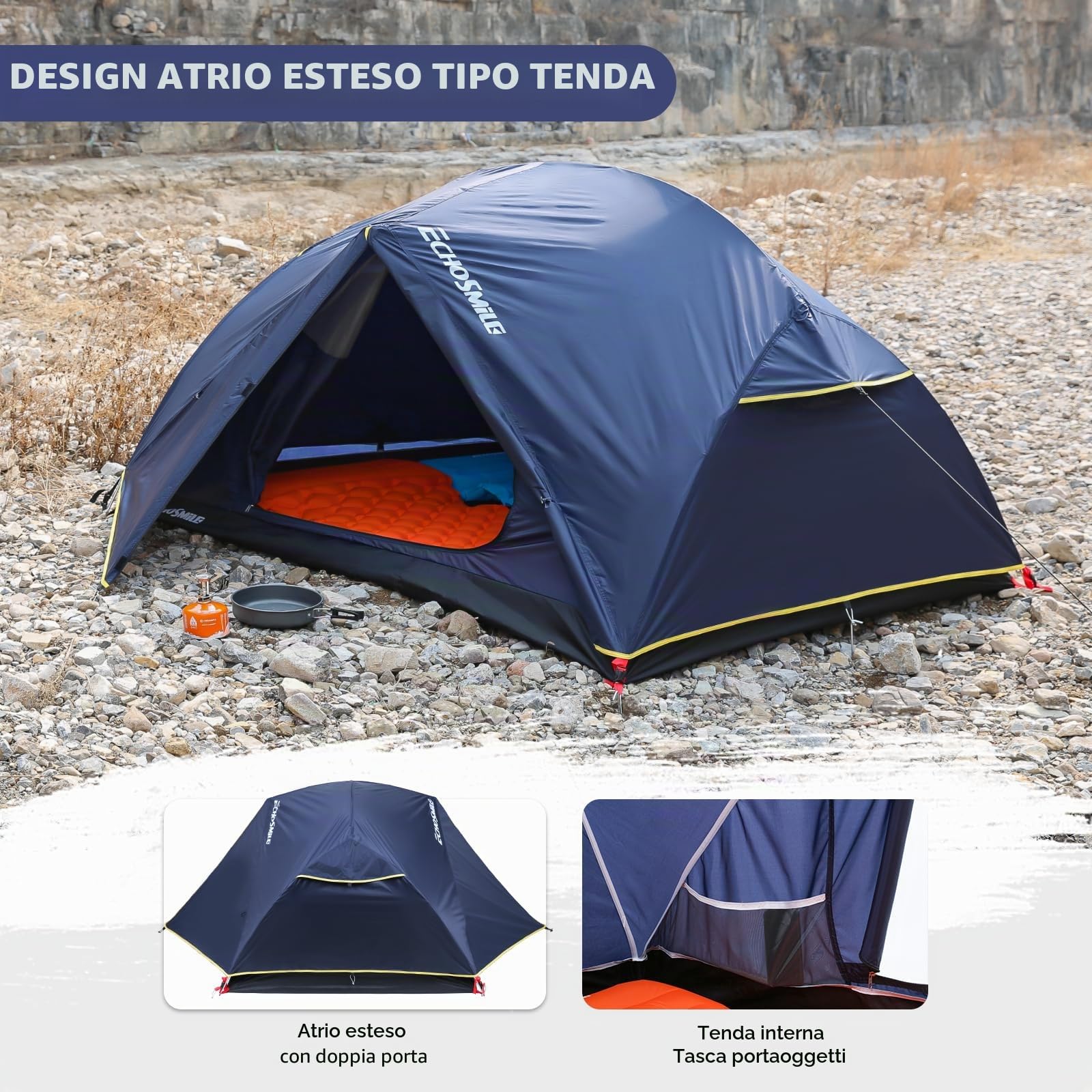 EchoSmile Tenda Campeggio per 2-3 Persone