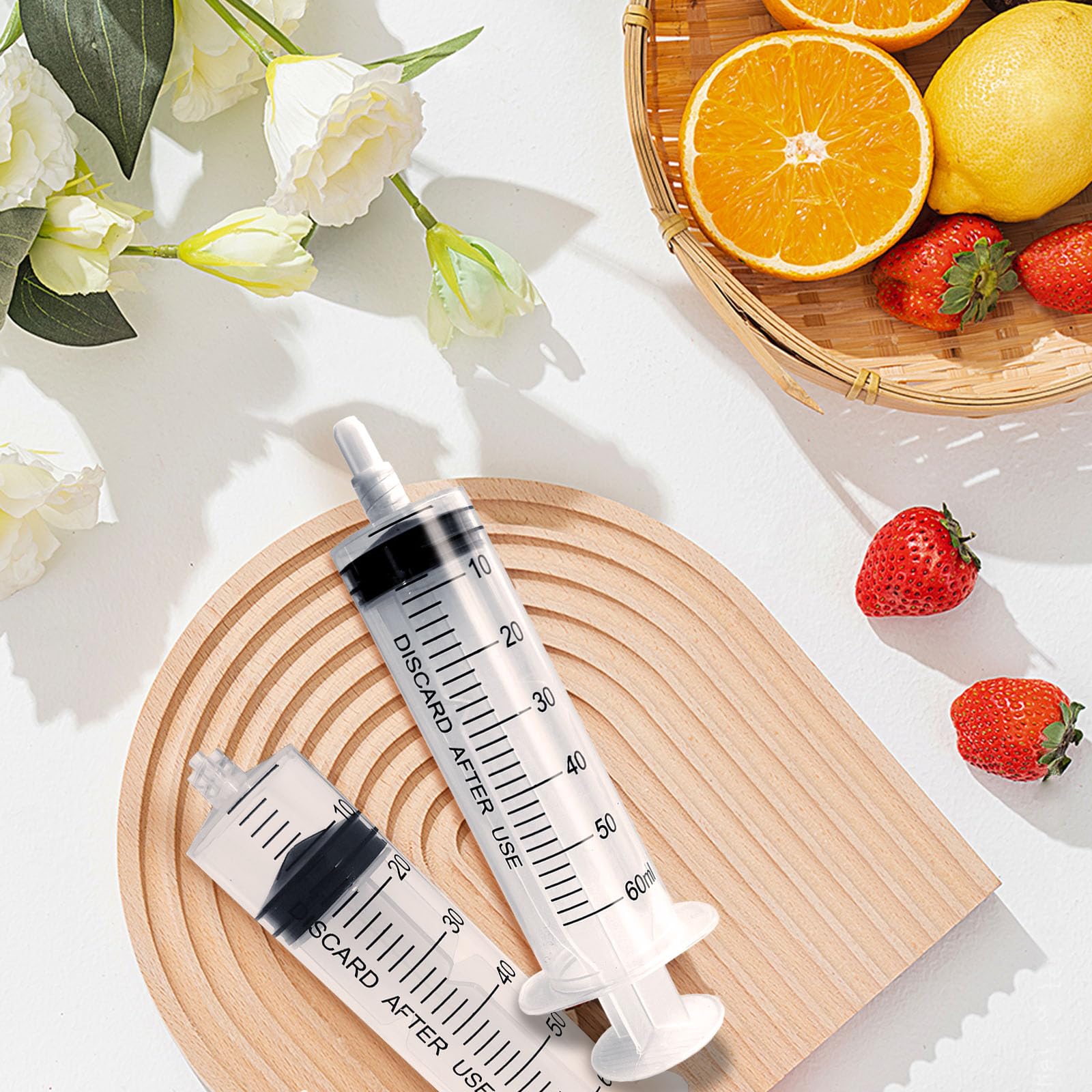 Siringa Luer Lock da 60 ml (senza ago), sterile, confezionata singolarmente, confezione da 30, misurazione accurata del liquido, design a prova di perdite