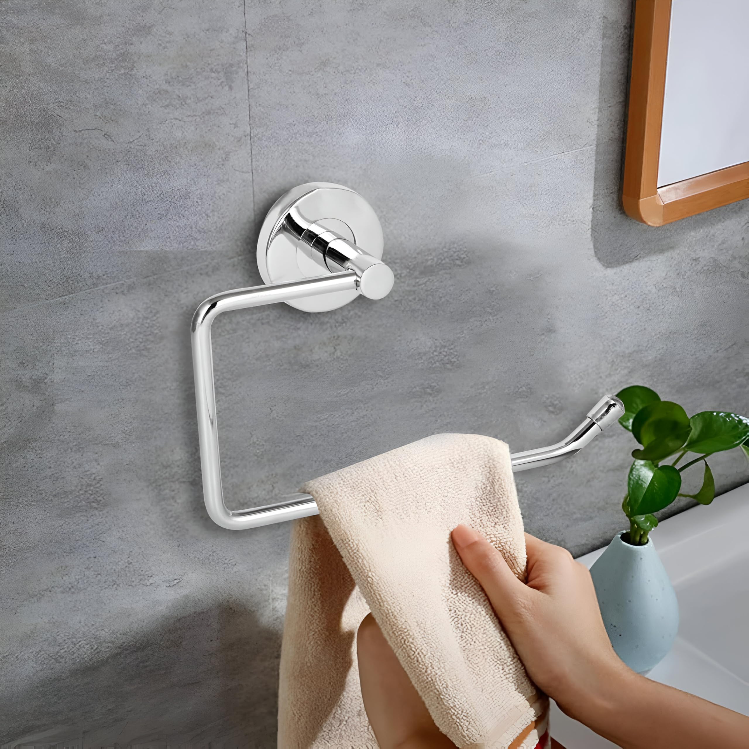 Pivalo Stainless Steel Towel Ring Half Square Hand Towels Hanger Napkin Holder Stand Bathroom Accessories for Home Kitchen & Wash Basin-image-32