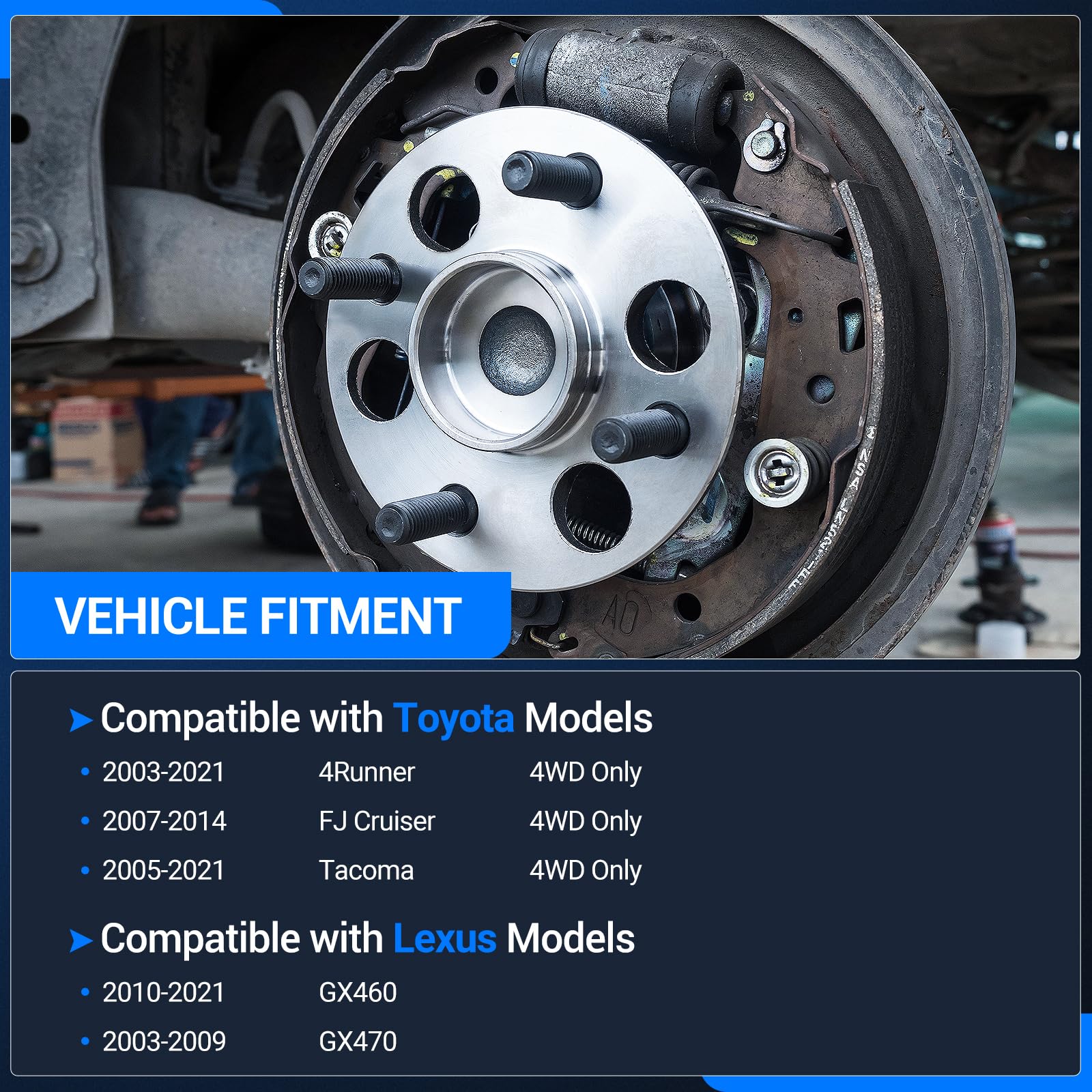 Autoround [4WD/4x4 フロントホイールベアリングとハブアセンブリ トヨタ タコマ 4ランナー FJクルーザー/レクサスGX470 GX460 6ラグに対応　並行輸入品 : Autoround [4WD⁄4x4 フロントホイールベアリングとハブアセンブリ トヨタ タコマ 4ランナー  FJクルーザー⁄レクサスGX470 GX460 6ラグに対応 : 車＆バイク