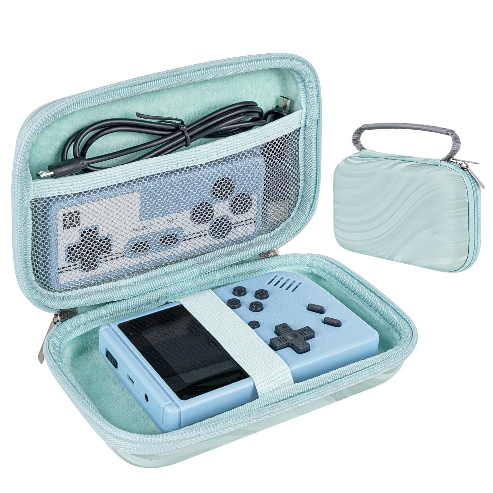 TOCCOOL 手提げゲームコンソール携帯ケース トラベルレトロミニゲーム機保護ボックス 充電ケーブル、イヤホン、バッテリー、アクセサリーに収納 (レイクブルー)