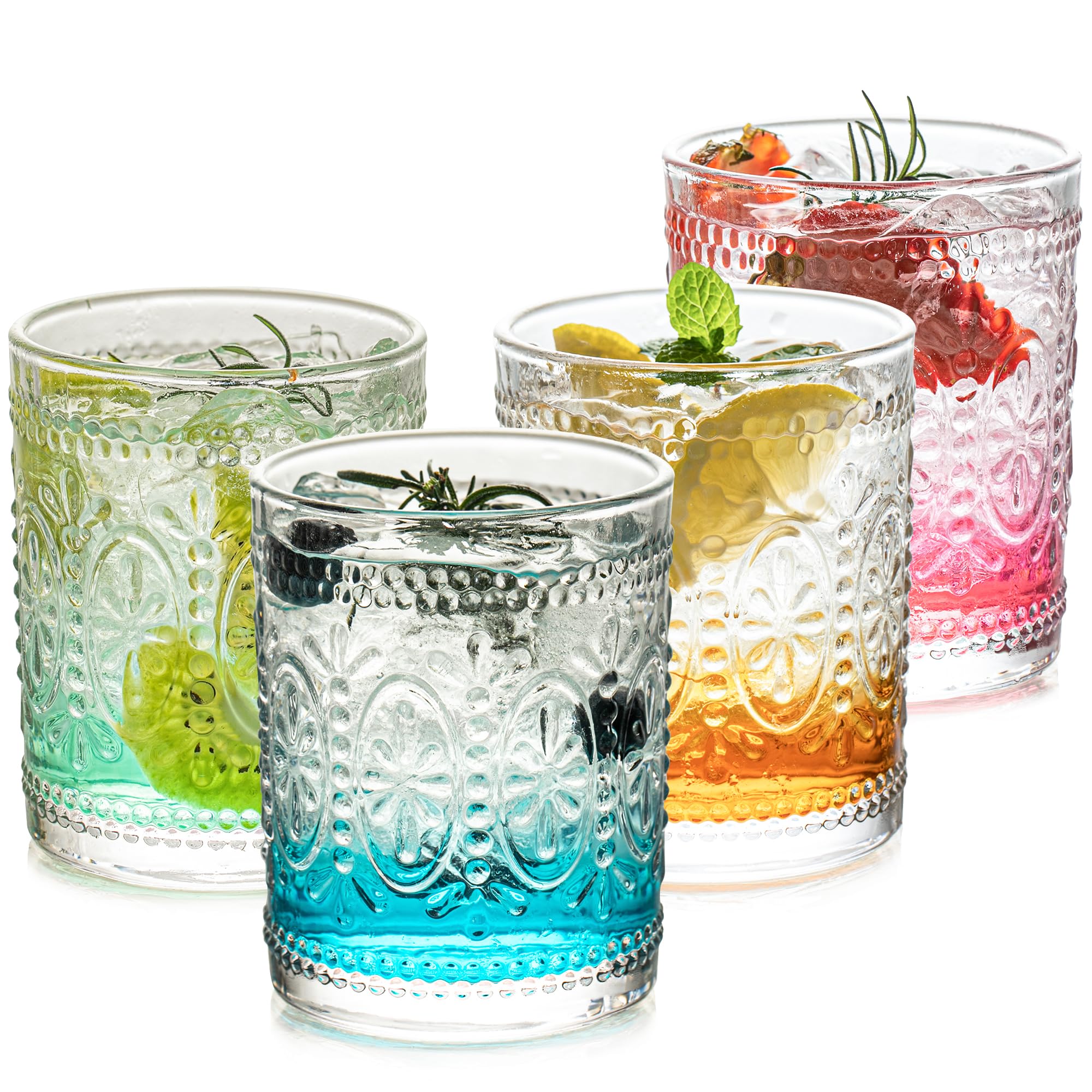 Set Mit 4 Whiskeygläsern – 250 Ml, Aus Borosilikatglas, Stiellos, Bernsteinfarben, Für Bourbon, Scotch & Cocktails