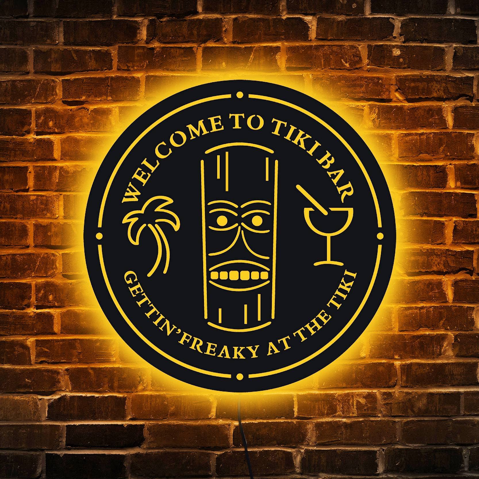 soulglass Welcome to Tiki Bar Neon Sign Light Personalized Your Name Est Year Theme Tiki Bar Home Pub Colorful LED Neon Sign Cocktail Nightclub Style — image 1