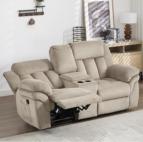 Miniatura 5 de CANMOV Juego de sofá reclinable, sofá biplaza reclinable manual con reposabrazos sobrerelleno para sala de estar, muebles de dormitorio, oficina, 2
