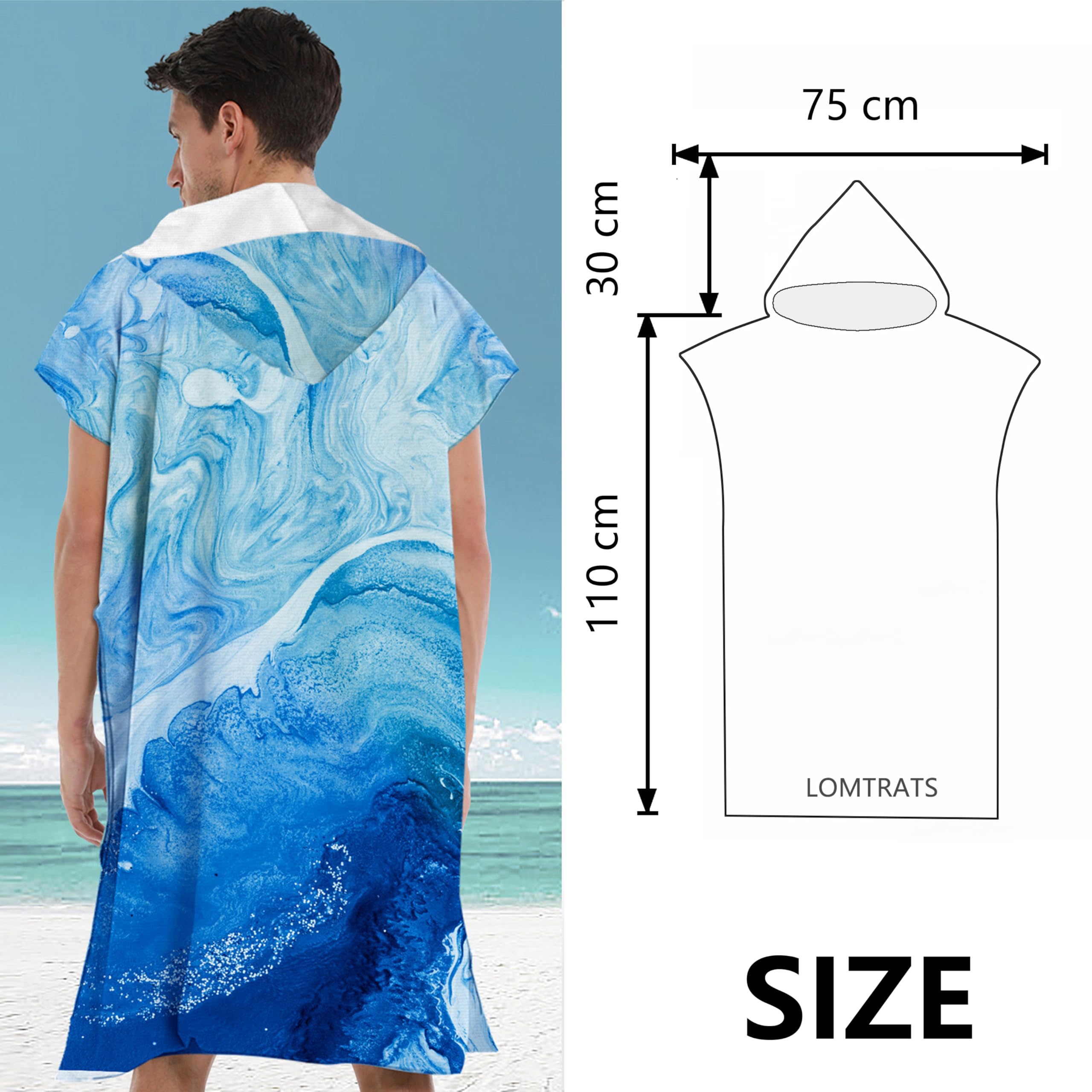 LOMTRATS Quick-drying Surf Poncho, Changing Towel, Bathrobe - Image 3