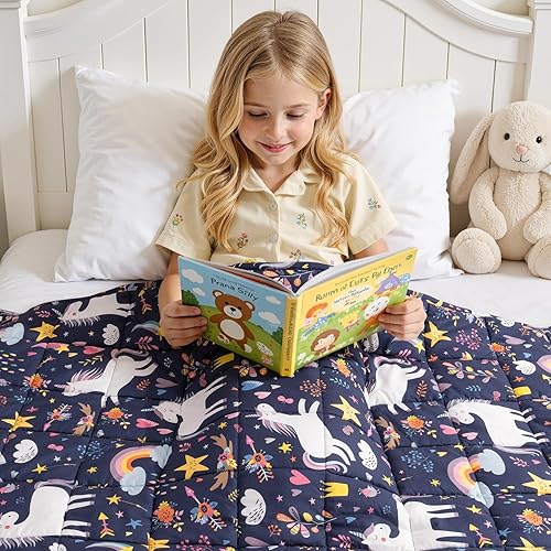 Miniatura 16 de Kivik Manta con peso de 3 libras, transpirable, pequeña y pesada, para dormir y relajarse, para cama, sofá, hogar, escuela, lavable a máquina