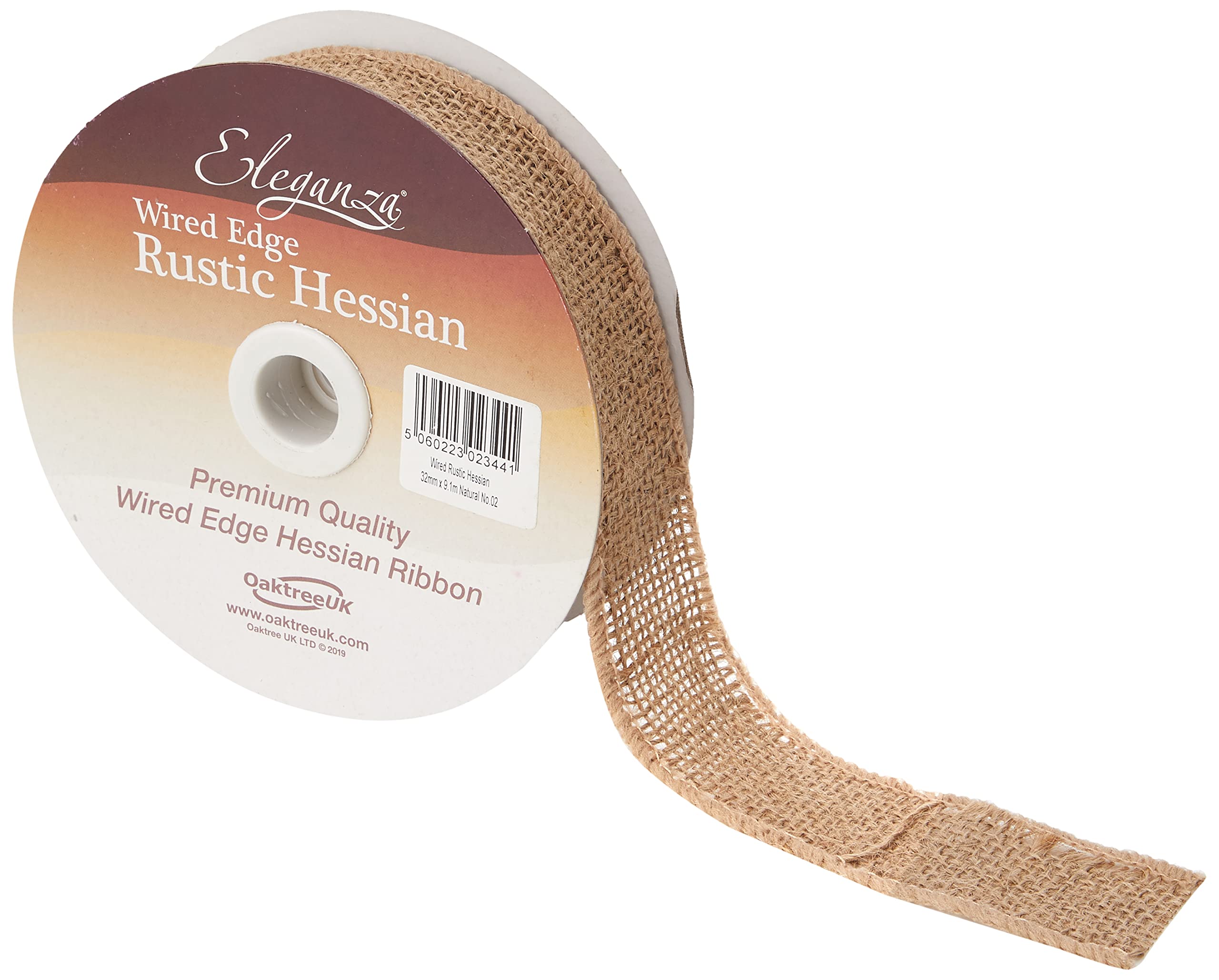 Burlap Natural Hessian Wired Edge Eleganza Ribbon 32mm x 1 Metre