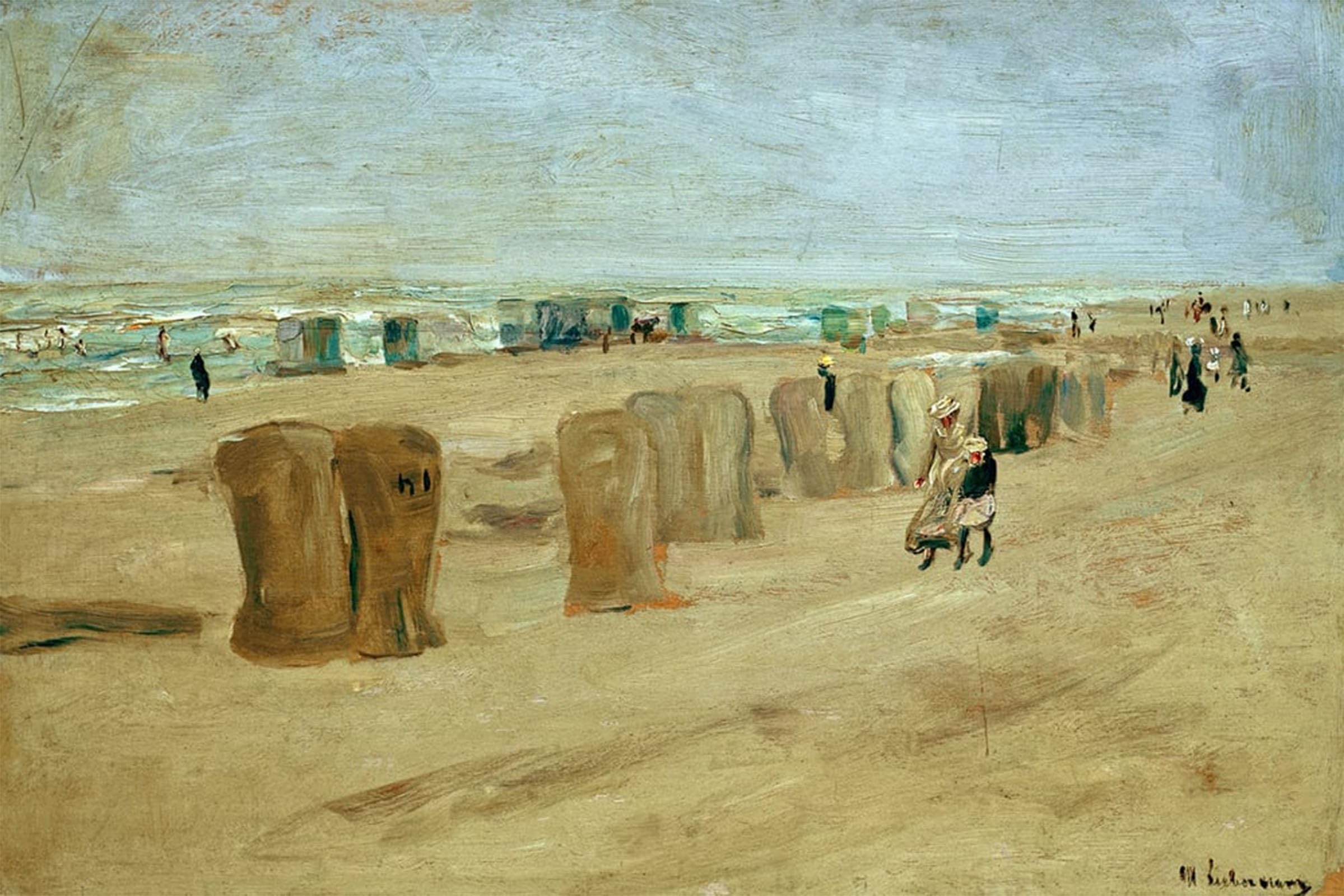 POSTERIIk Vintage Art Print Images Pictures Print Strandbild in Noordwijk by Max Liebermann Modern Colour Posters for Office Home Decor 60x90cm