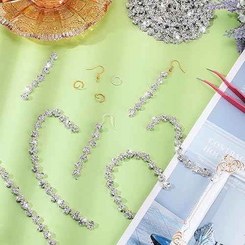 Miniatura 3 de Kigeli Cadena de cristal con adornos de diamantes de imitación, adornos de costura para manualidades, manualidades, joyería nupcial, 0.39 pulgadas