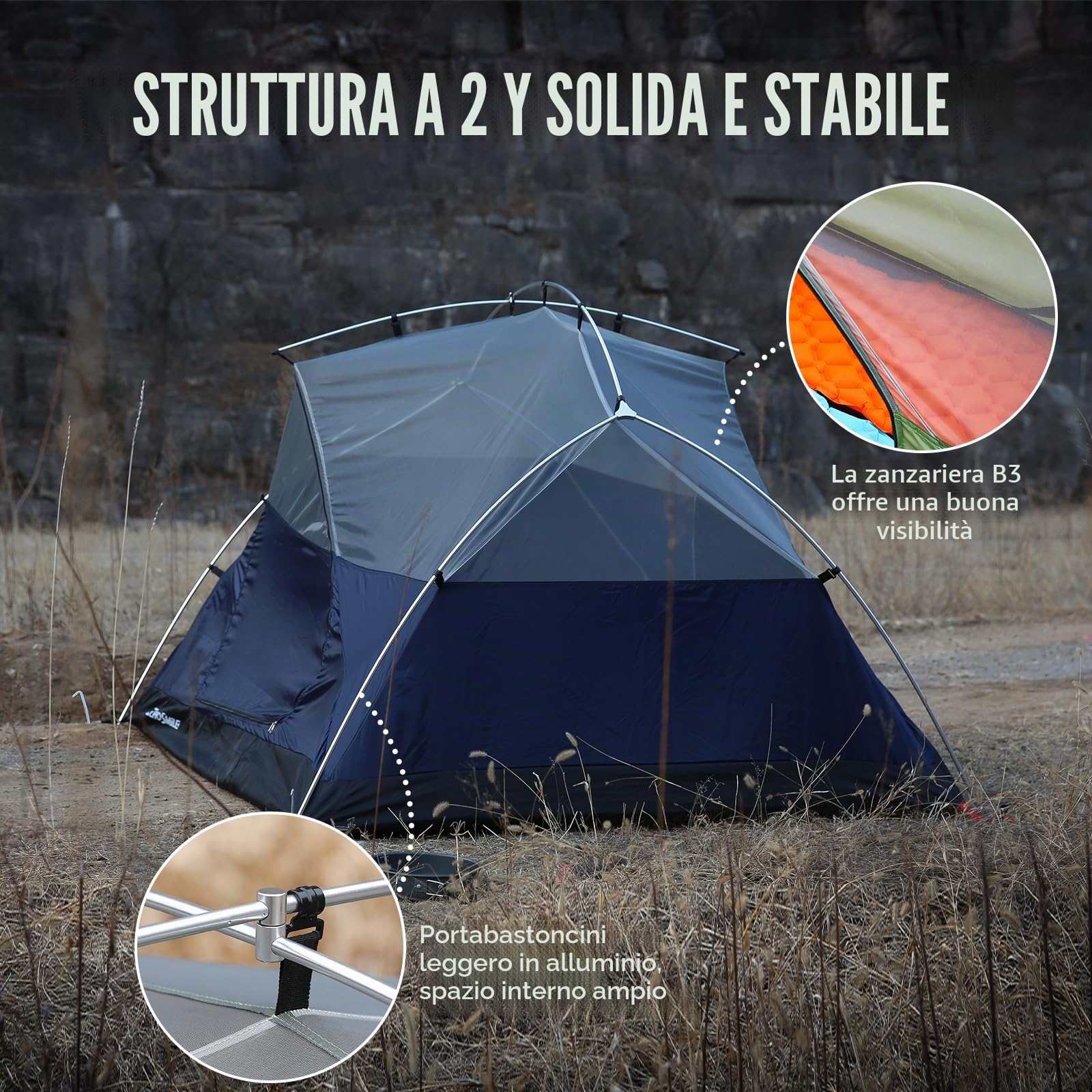 EchoSmile Tenda Campeggio per 2-3 Persone