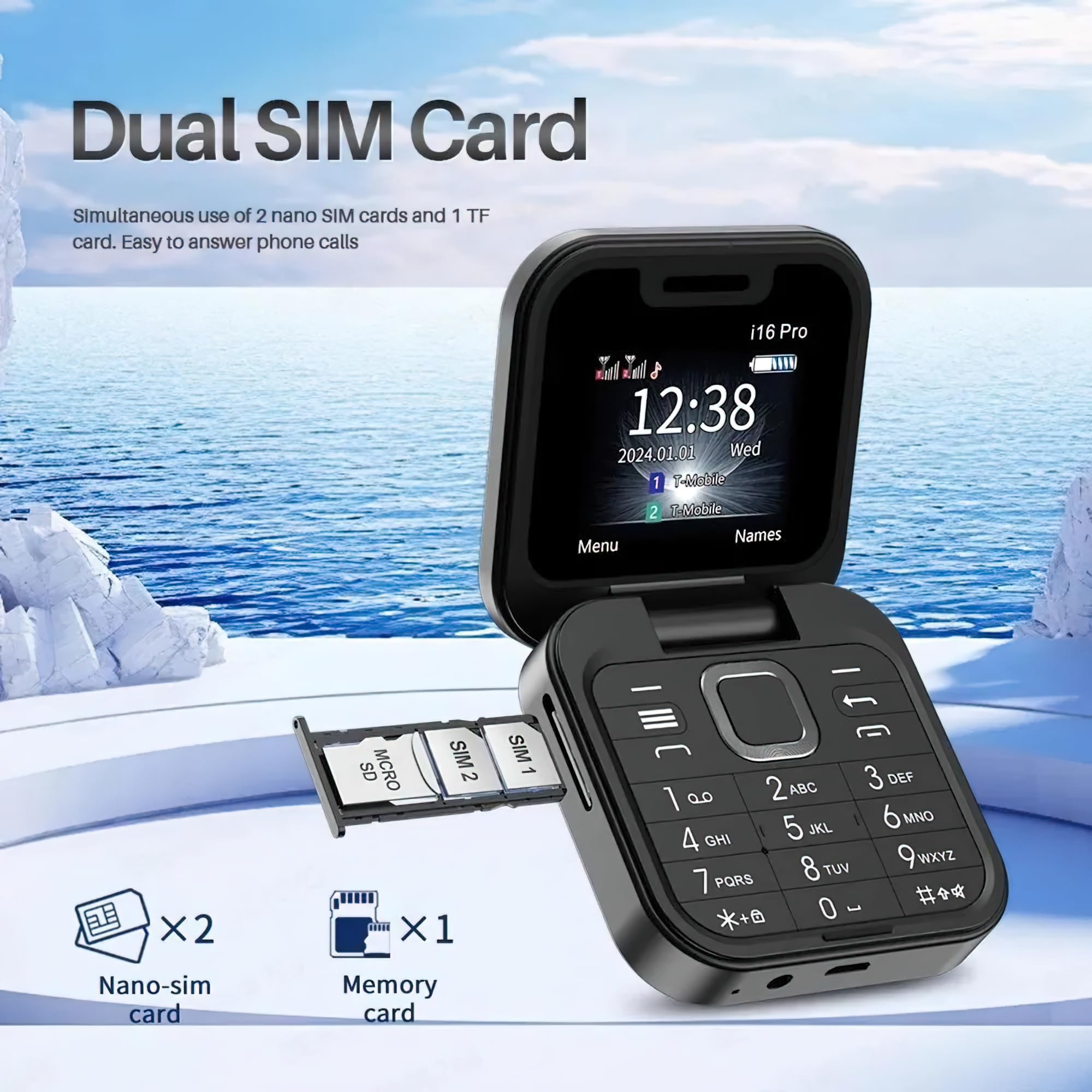 Amazon.com: SoirFanTlio I16 Pro Mini Flip Phone, 1.77 Inch HD