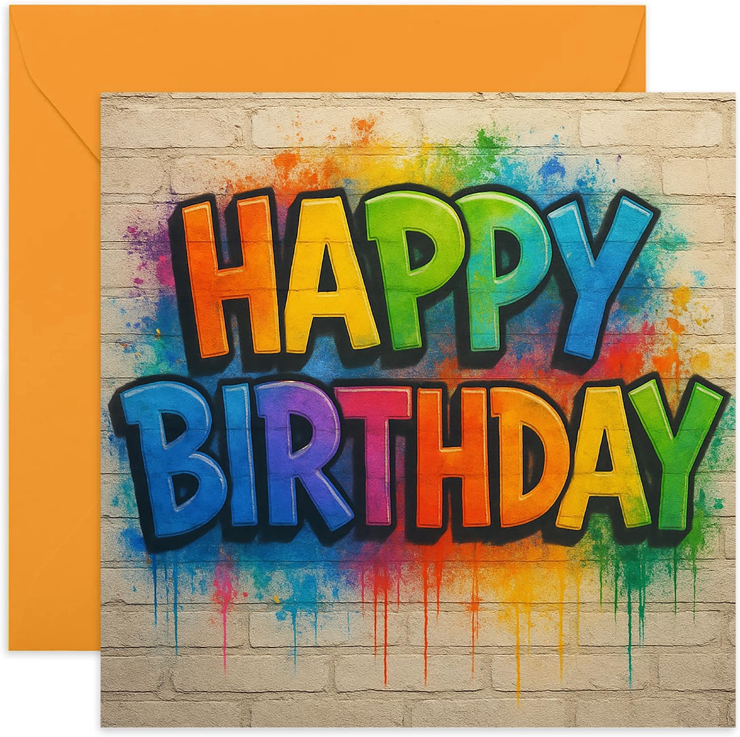Happy Birthday Graffiti Birthday Card For Young Boy Or Girl, Teenager BDay Gift, Blan Inside With Envelope - View #9