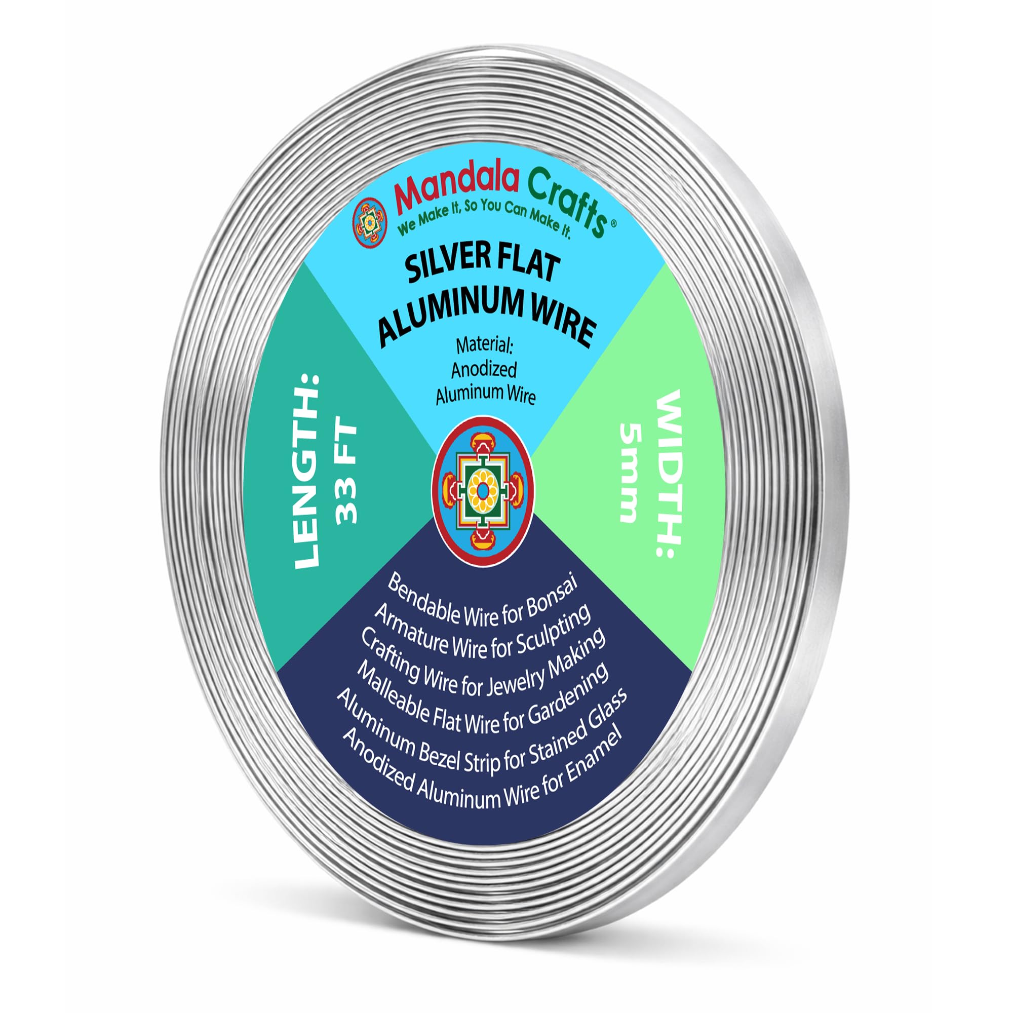Mandala Crafts 5mm Silver Tone Flat Aluminum Crafting Wire for Sculpting