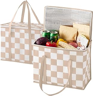 Checkered Insulated Grocery Shopping Bags 2 Pack