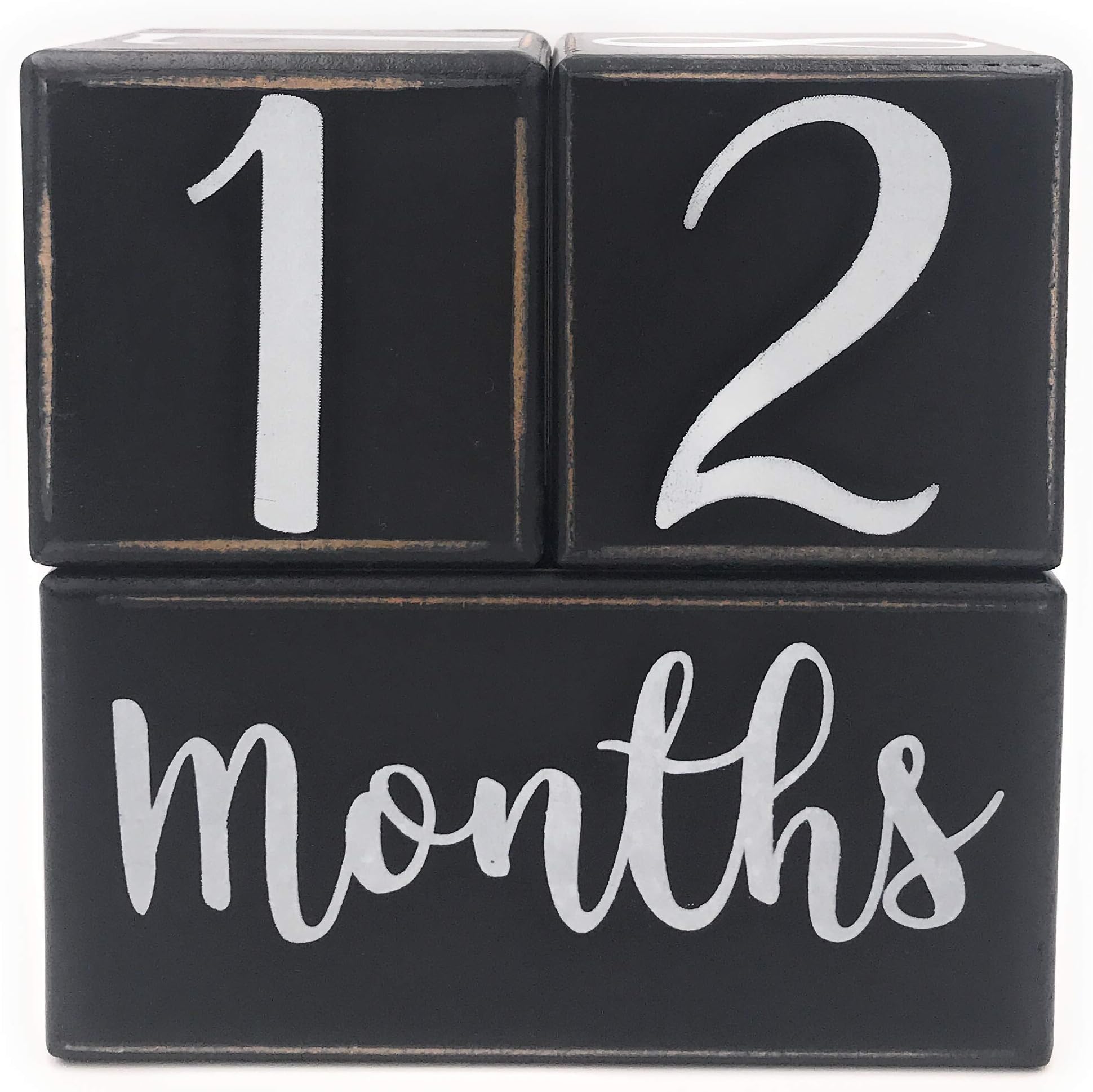 Baby Monthly Milestone Blocks Age Months Wood Photo Wooden Number Month Block