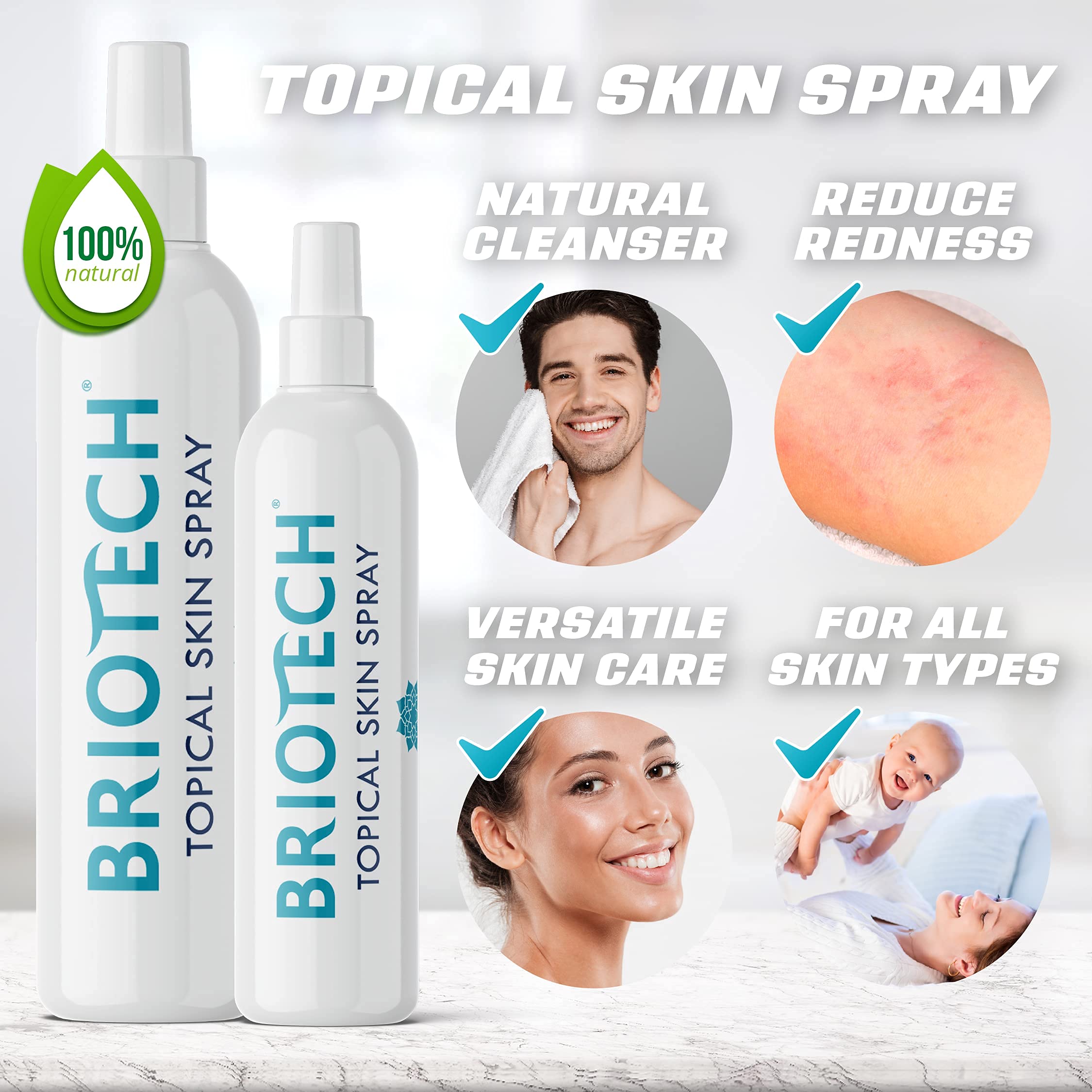 Buy BRIOTECH Topical Skin Spray, Pure HOCl, Hypochlorous Acid Facial