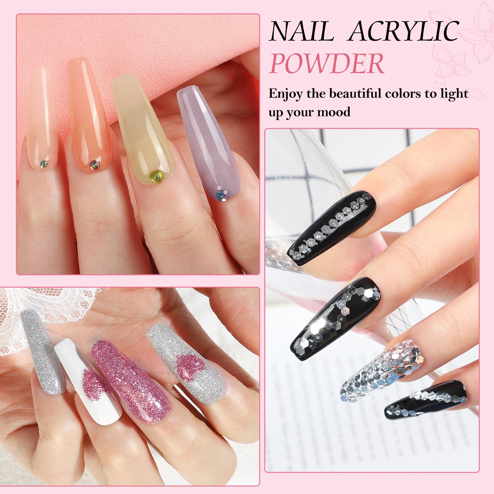 PEACECOLOR Kit Acrylique Ongles Avec Fraises à ongles électriques Lampe à Ongles, 28 Couleurs Poudre Acrylique pour Ongles Liquide Acrylique, Extensions D'Ongles En Gel Acrylique
