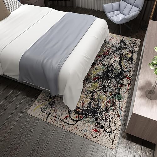 Miniatura 4 de CIHCOHOME Jackson Pollock - Alfombra abstracta moderna para sala de estar, dormitorio, comedor, oficina en casa, con respaldo de goma, decoración de