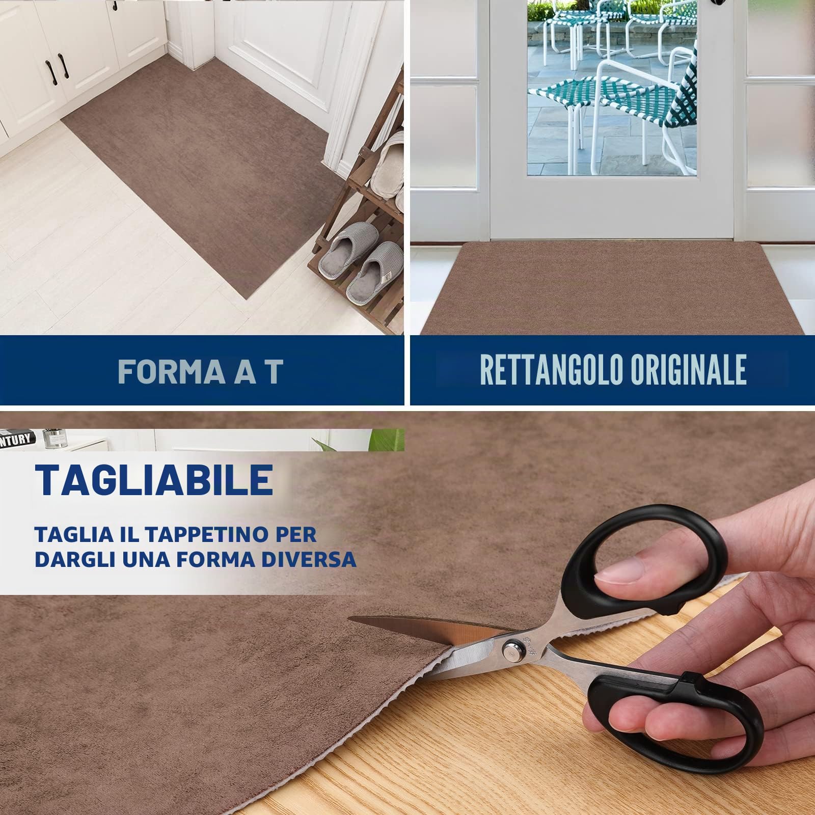 DFIONC - Zerbino per interni, lavabile, zerbino catturasporco, super sottile, resistente, tappeto da cucina assorbente, zerbino antiscivolo