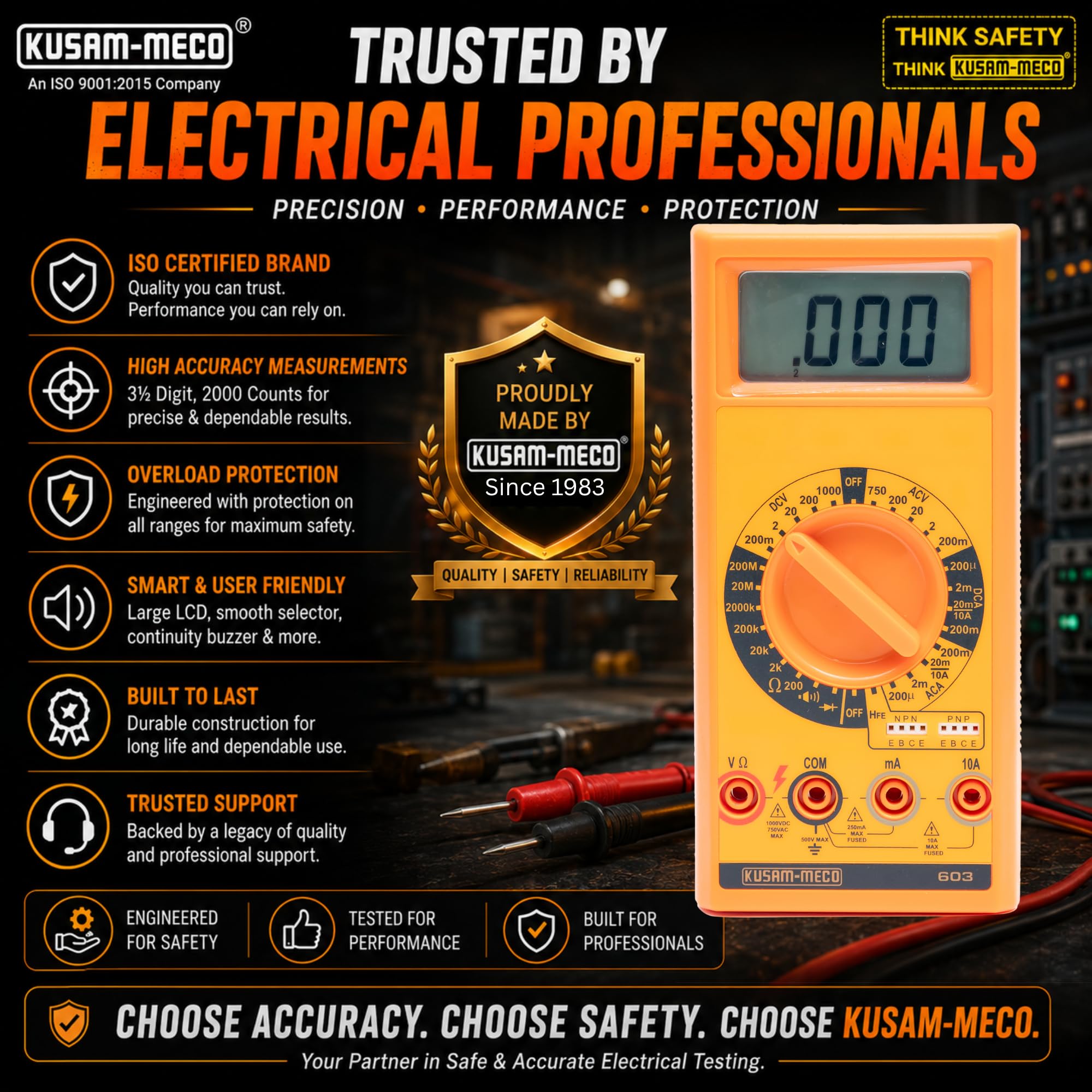 Kusam-Meco 3½ DIGIT 1999 COUNTS DIGITAL MULTIMETER (8 FUNCTIONS 30 RANGES) 3