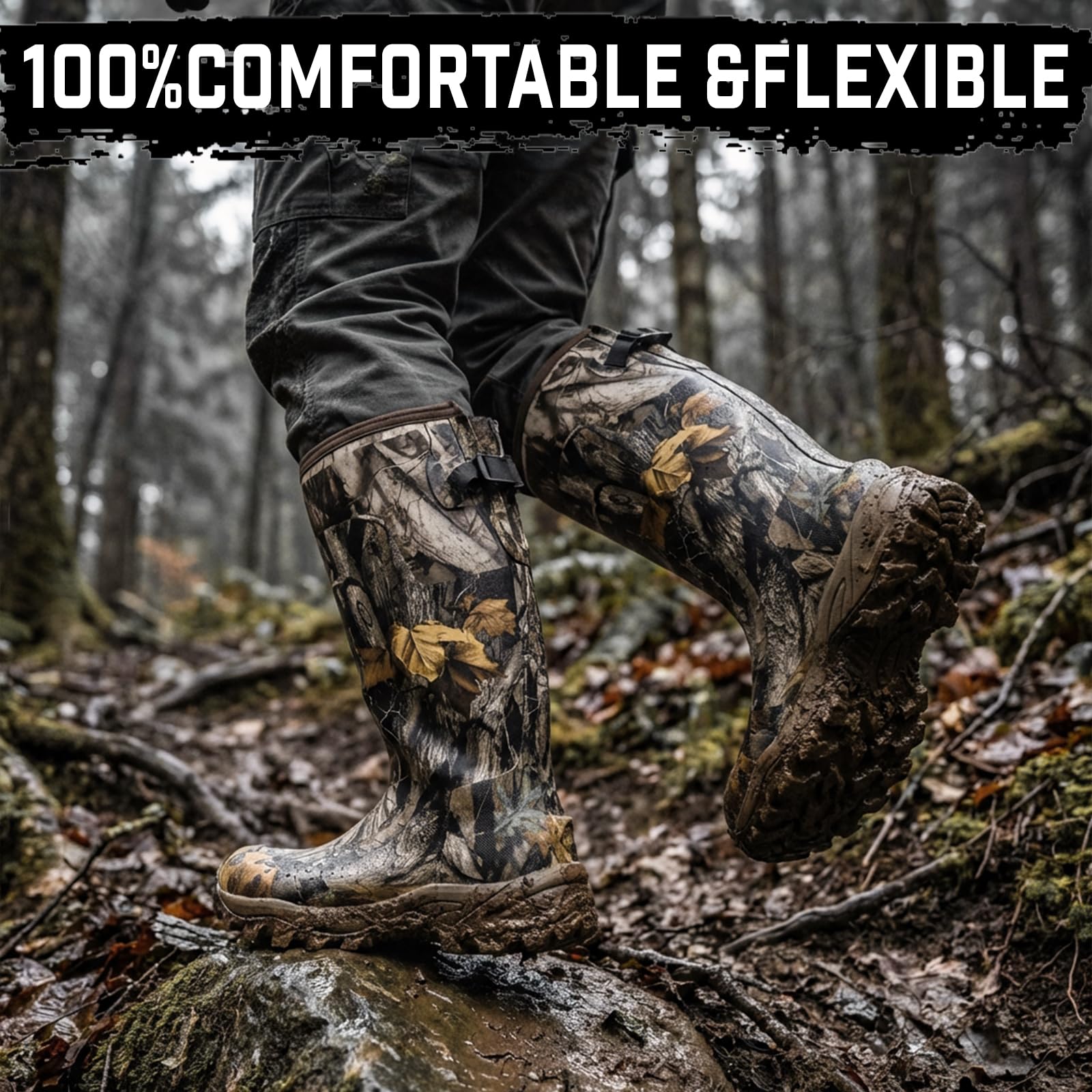 Atmungsaktive isolierte Next Camo G2 warme Jagdstiefel mit vielseitigem Design – robuste Konstruktion, 6 mm Neopren, wasserdichte Gummistiefel für Damen und Herren, Größe 40 bis 42