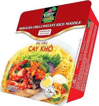 Vifon Instant Dry Rice Noodles Sriracha Flavor - Hu Tieu Cay Kho 12 Count