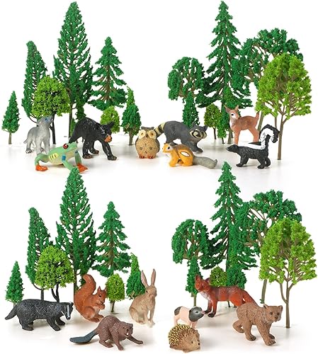 Juego de 35 figuras de animales del bosque 5 piezas de juguetes de animales del bosque 30 piezas de 118 a 630 pulgadas adornos de pasteles en
