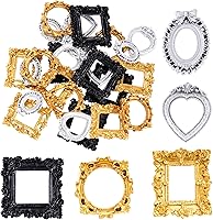 Poualss 25pcs Vintage Mini Resin Picture Frames - Antique Baroque Gold Silver Black for DIY Jewelry Display Decor