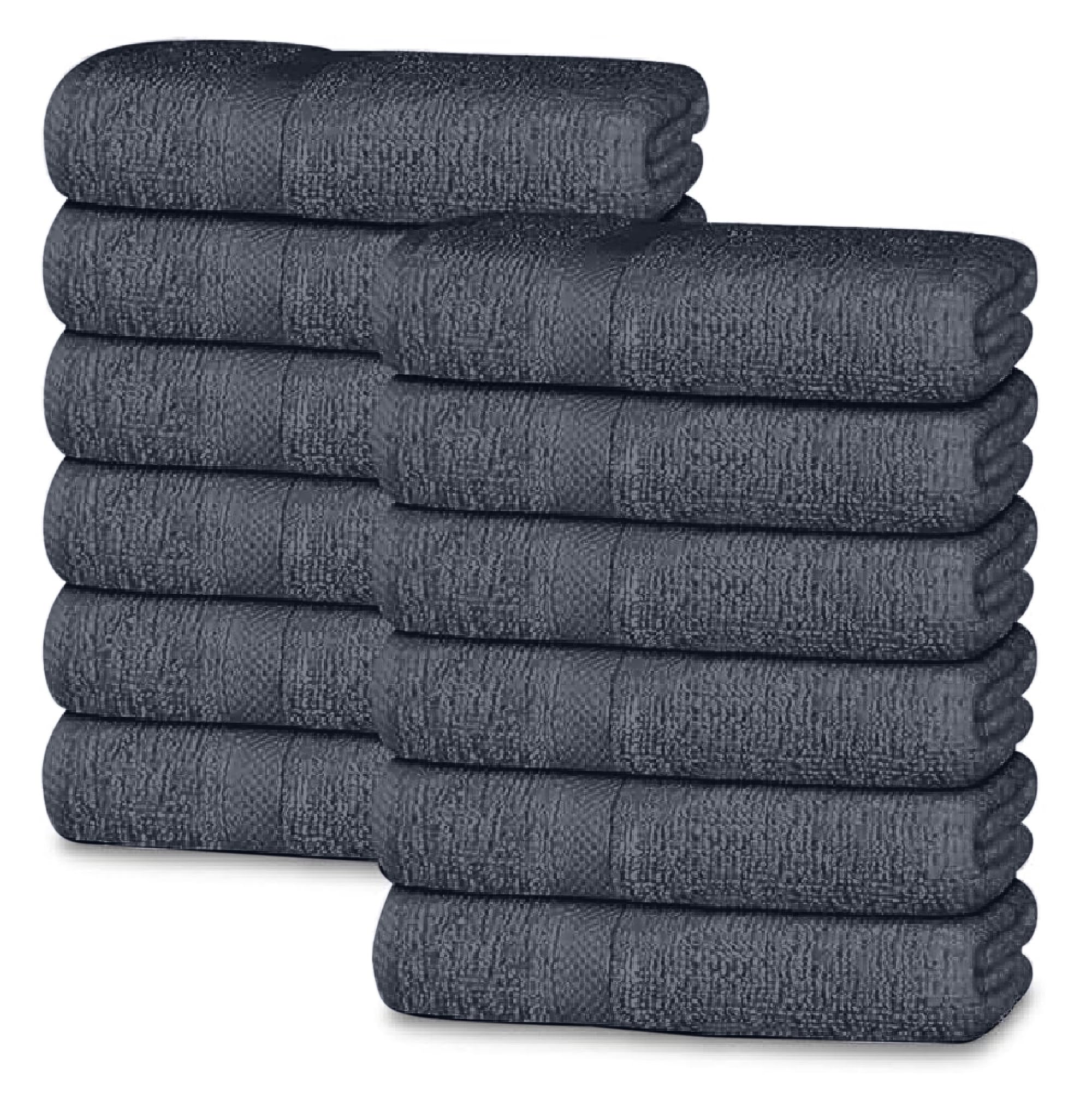 Opulent Dreams 100% Egyptian Cotton Towel Sets – Soft, Absorbent, Quick-Dry – Includes Bath Sheets, Bath Towels, Hand Towels, Flannels – Luxuriously Easy to Wash (Grey, Face Towel (Pack of 12))